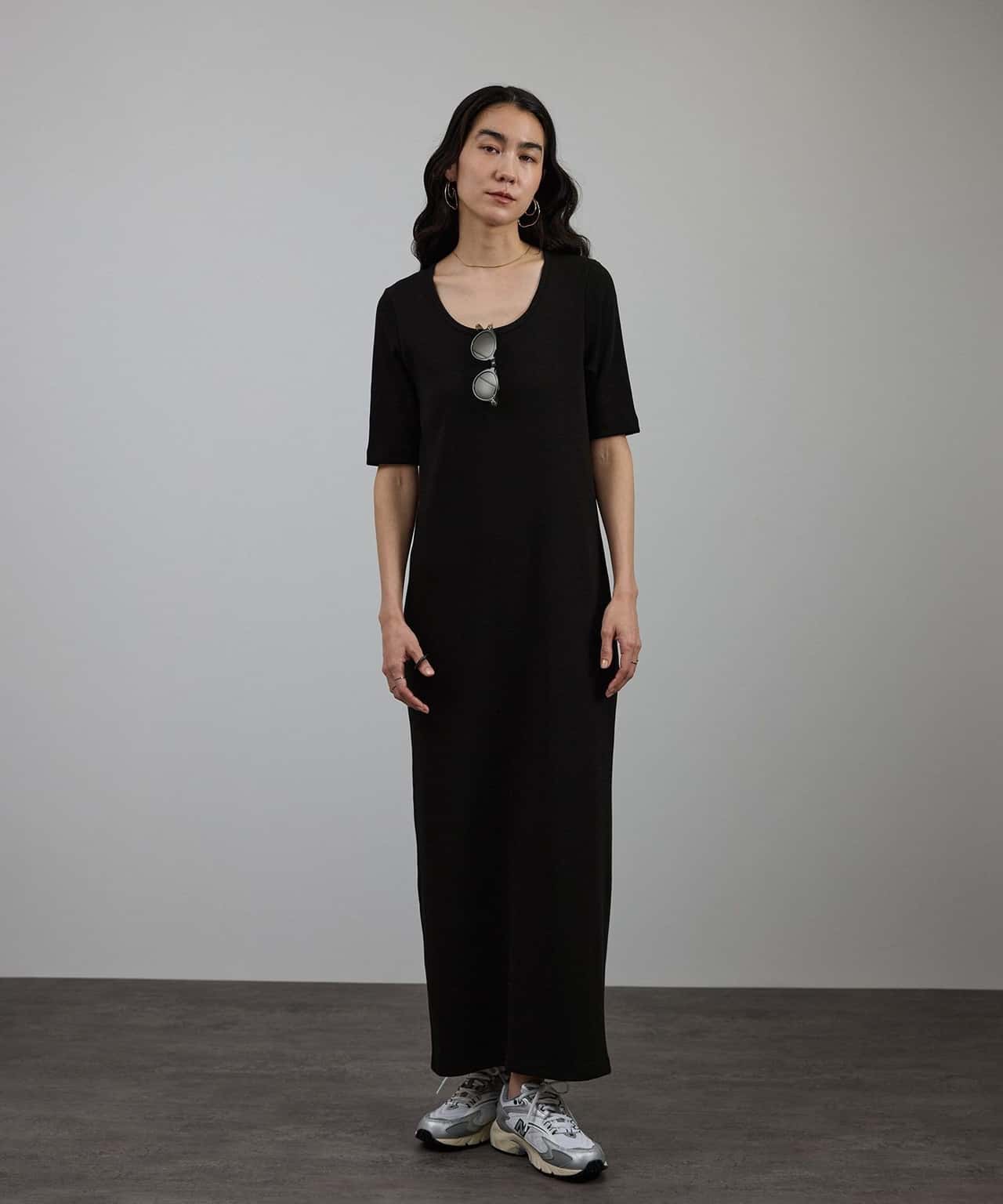 【SALE／50%OFF】SALON adam et rope' プリマベールファームリーリブワンピース / UVケア・洗える サロン アダム エ ロペ ワンピース・ドレス ワンピース レッド ブラック ブラウン【送料無料】