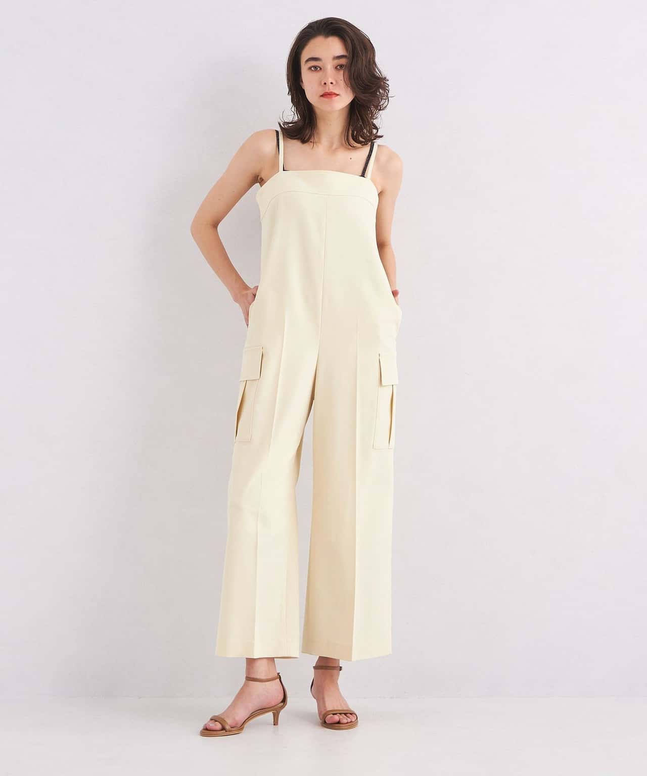 【SALE／80%OFF】UNITED ARROWS green label relaxing カーゴ オールインワン オフホワイト ユナイテッドアローズ アウトレット オールインワン・オーバーオール オールインワン・つなぎ ホワイト