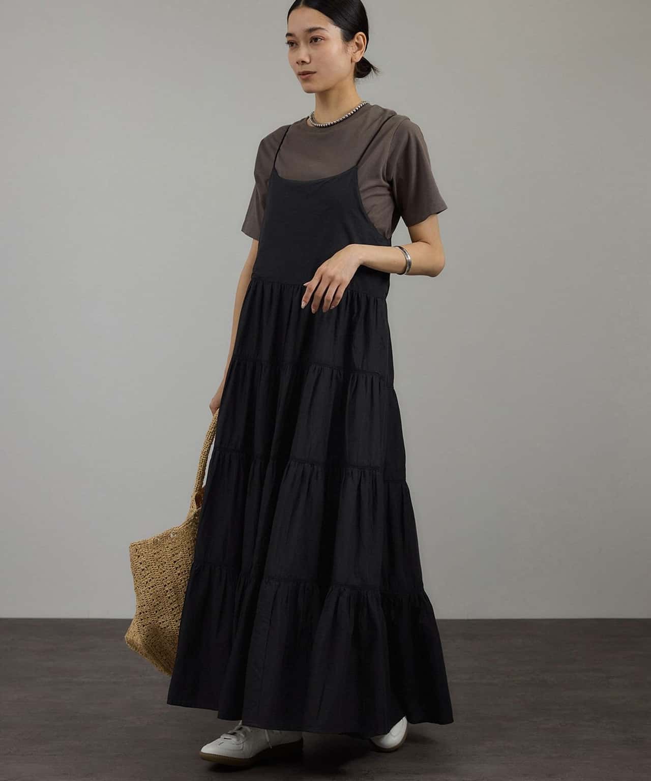 【SALE／60%OFF】SALON adam et rope' 【WEB限定】ティアードキャミワンピース[洗える] サロン アダム エ ロペ ワンピース・ドレス ワンピース ホワイト ブラック ブラウン【送料無料】