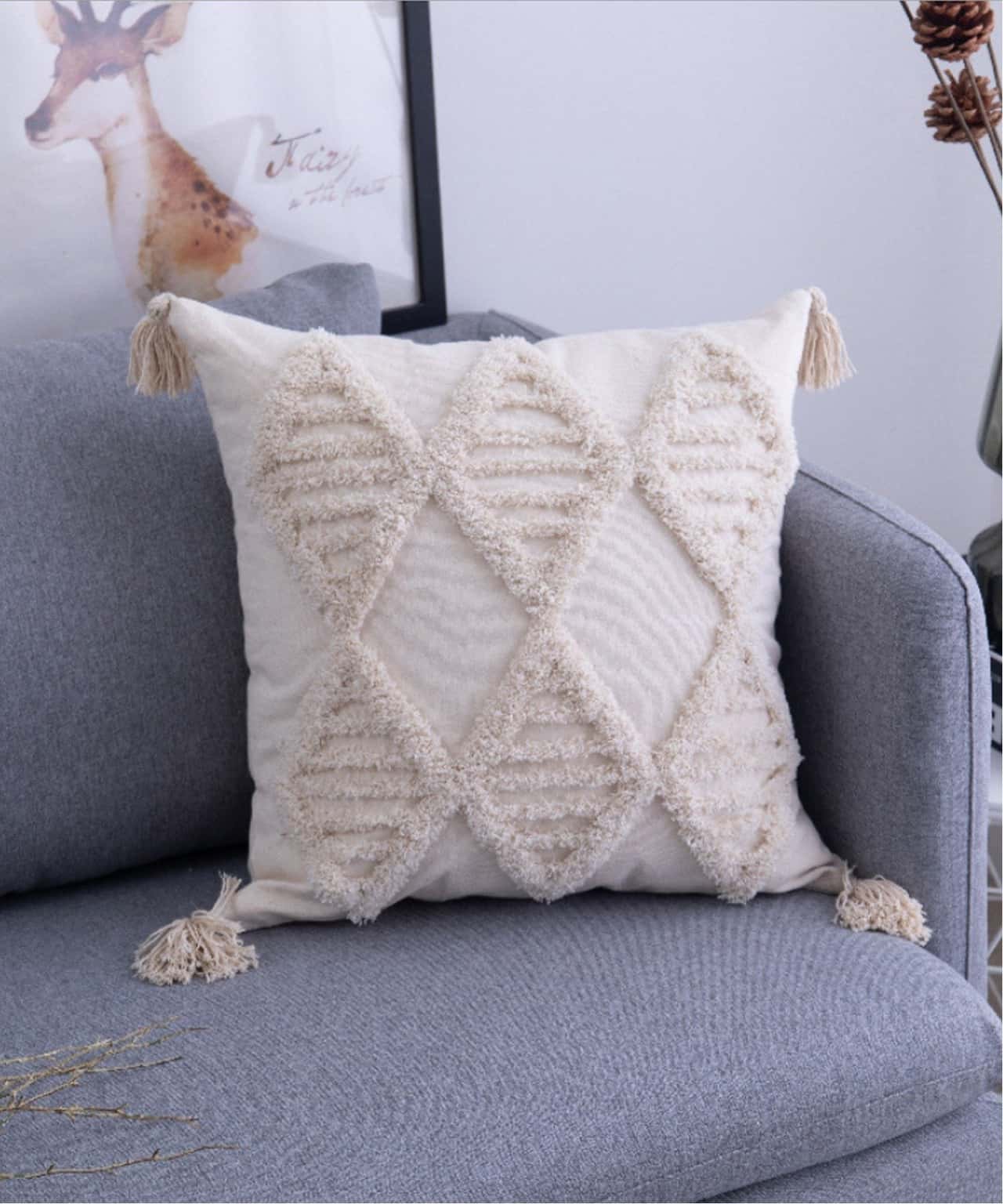 【SALE／20%OFF】aimoha home aimoha home/(W)フリンジクッションカバー アイモハ インテリア・生活雑貨 クッション・クッションカバー ホワイト