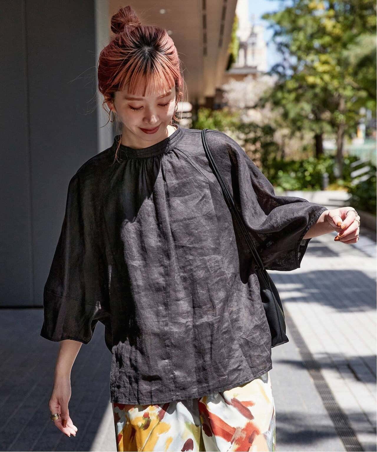【SALE／19%OFF】B.C STOCK 《追加3》手洗い可 / フレンチリネン2wayブラウス ベーセーストック トップス シャツ・ブラウス ブラック カーキグリーン ホワイト ピンク グリーン【送料無料】