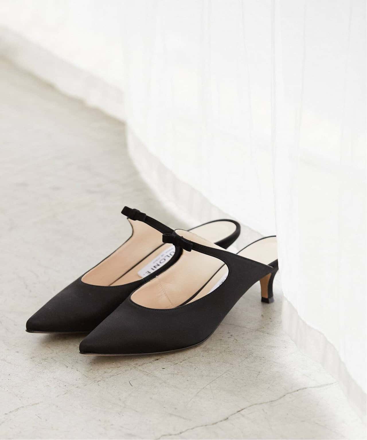 【SALE／30%OFF】VERMEIL par iena 【NEBULONI E./ネブローニ】ポインテッドリボンミュール AGU ヴェルメイユ パー イエナ シューズ・靴 サンダル ブラック【送料無料】