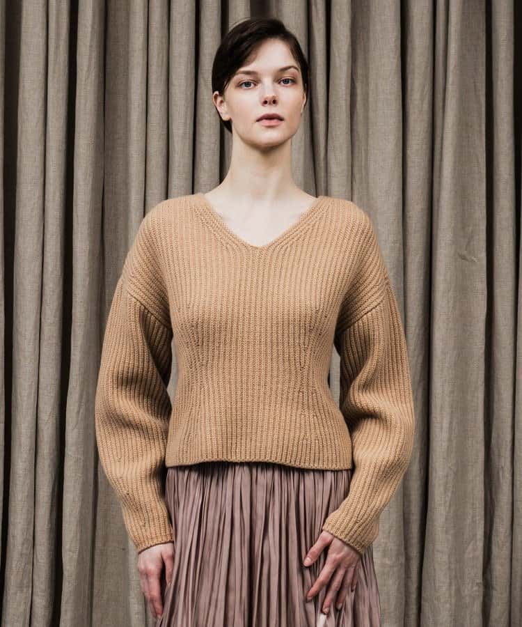 【SALE／70%OFF】UNTITLED ウールカシミヤニット+バラクラバSET アンタイトル トップス ニット ブラウン ブルー【送料無料】