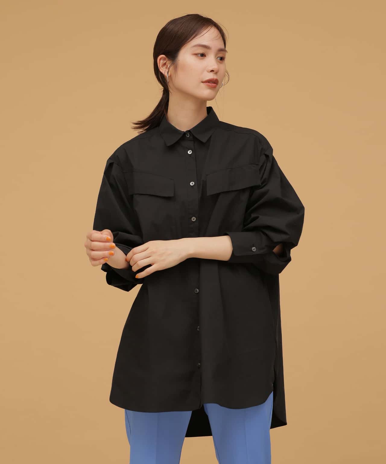 【SALE／60%OFF】NANO universe LB.03/ビッグポケットワークシャツ ナノユニバース トップス シャツ・ブラウス ホワイト ブラック グリーン ピンク【送料無料】