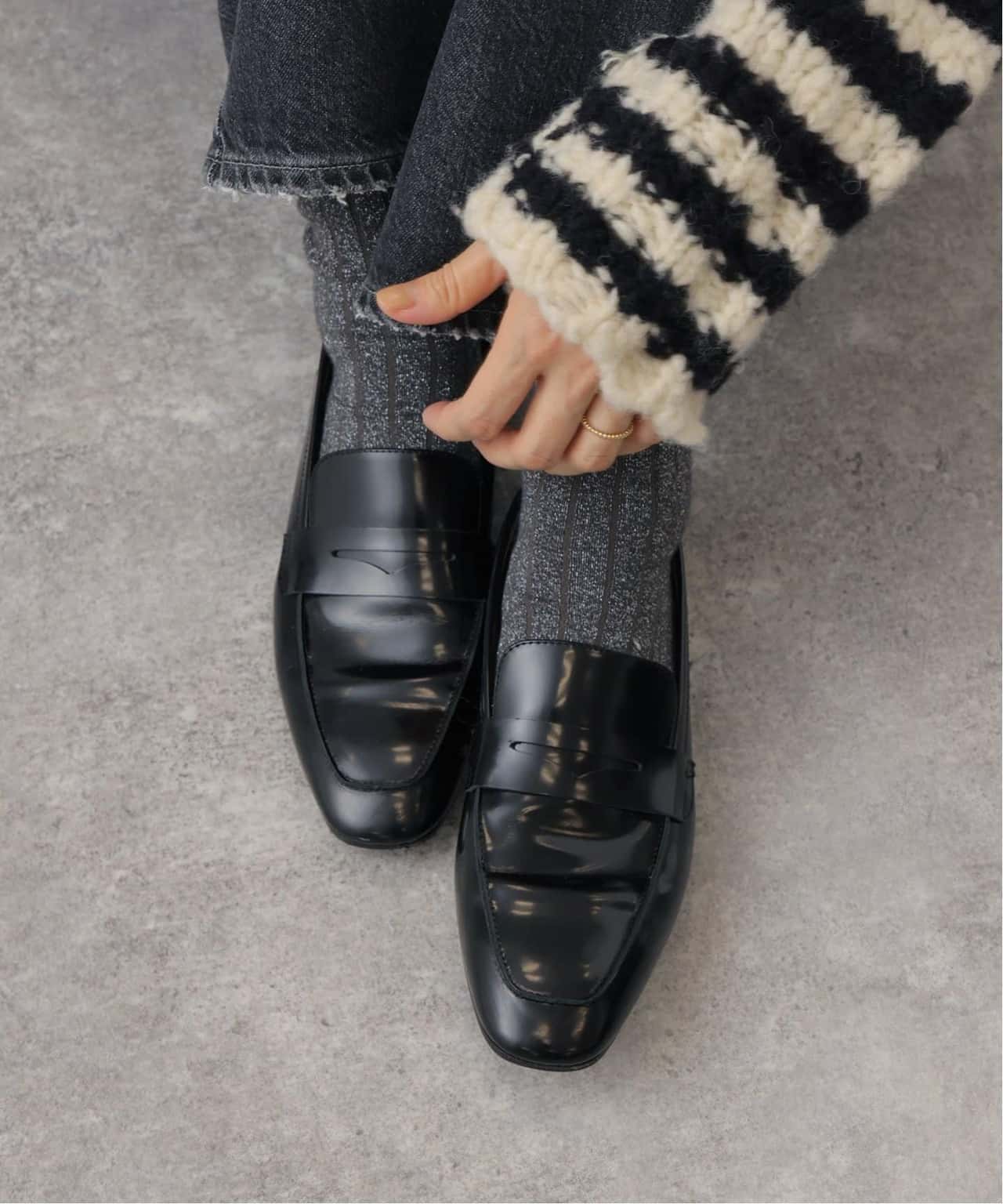 【SALE／30%OFF】IENA FABIO RUSCONI/ファビオルスコーニ スクエアローファー F-4057/4734 イエナ シューズ・靴 ローファー ブラック【送料無料】