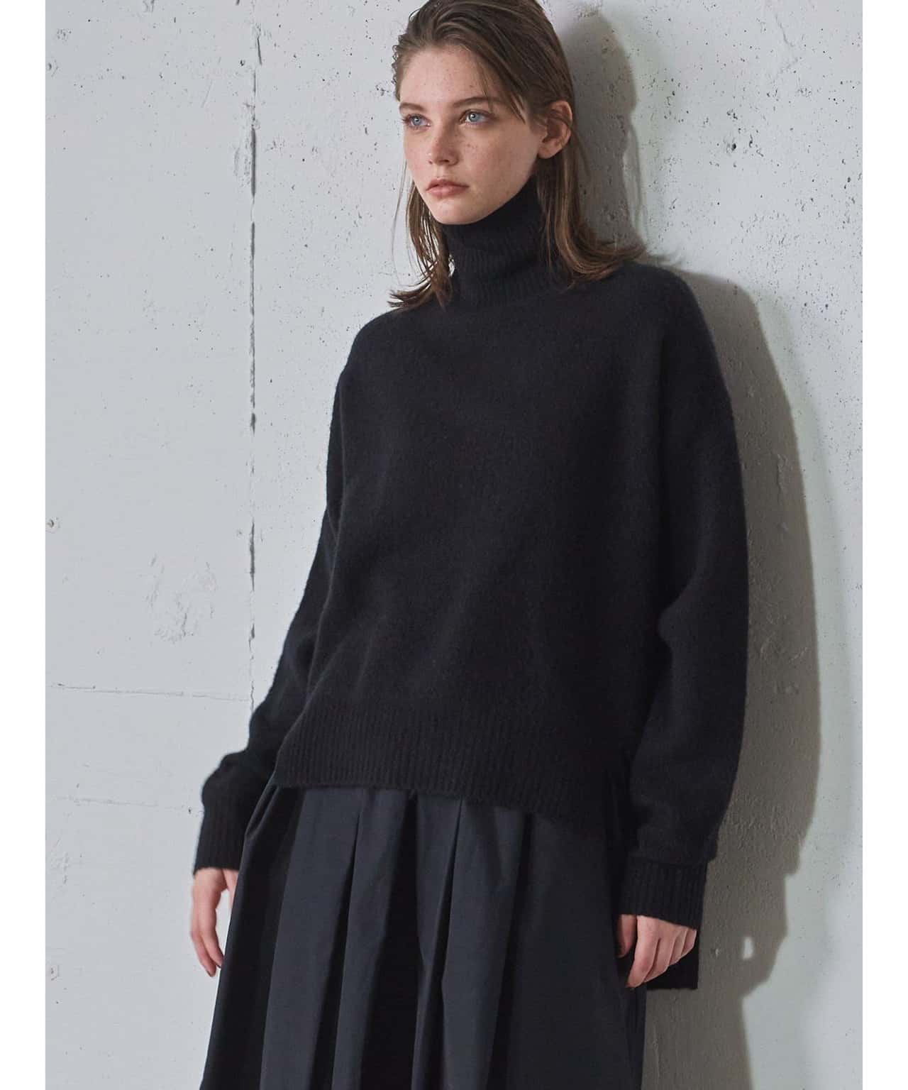 【SALE／30%OFF】MIDIUMISOLID MIDIUMISOLID for Ladies ハイネックワイドプルオーバー マーコート トップス ニット グレー ブラック オレンジ ベージュ【送料無料】