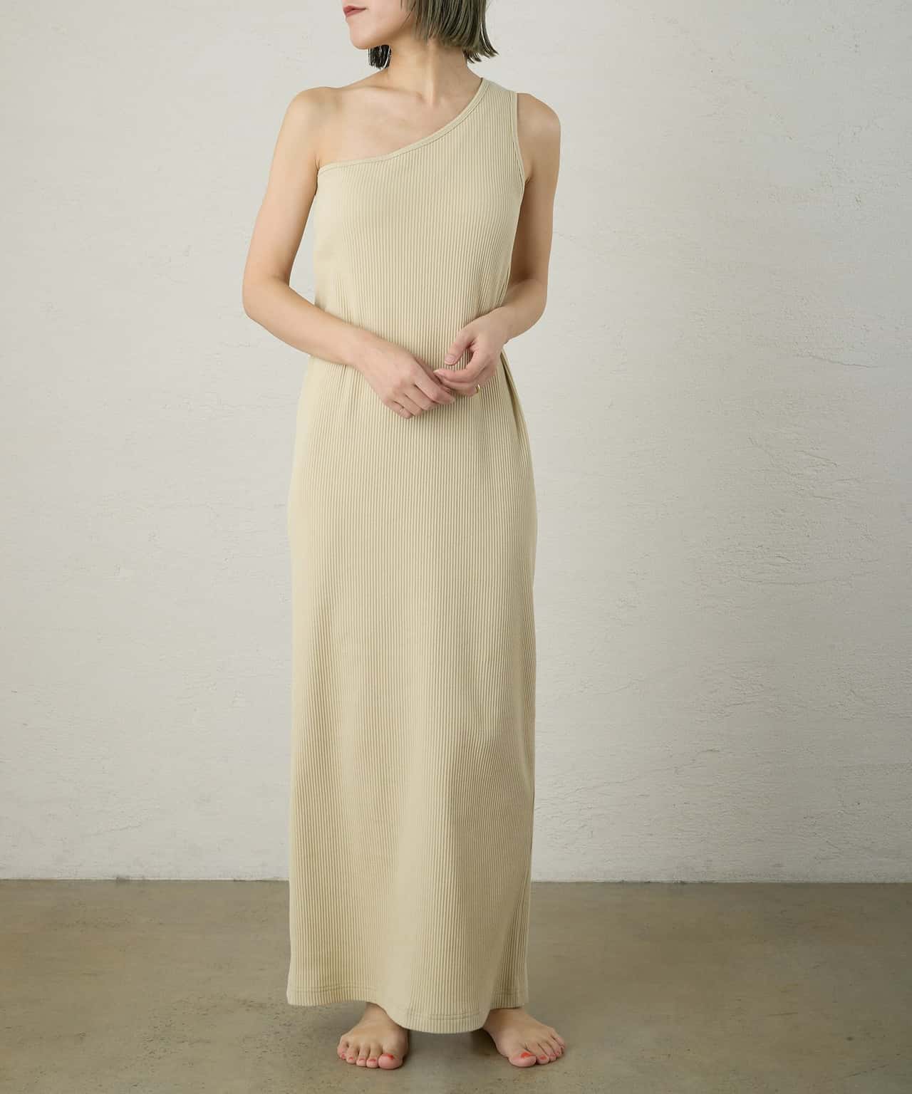 【SALE／59%OFF】PAL GROUP OUTLET 【earthy_】リブワンショルワンピース パル グループ アウトレット ワンピース・ドレス その他のワンピース・ドレス ベージュ