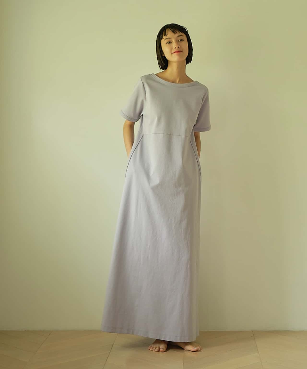 【SALE／60%OFF】PAL GROUP OUTLET 【earthy_】【吸水速乾】ポンチロングワンピース パル グループ アウトレット ワンピース・ドレス その他のワンピース・ドレス パープル ホワイト