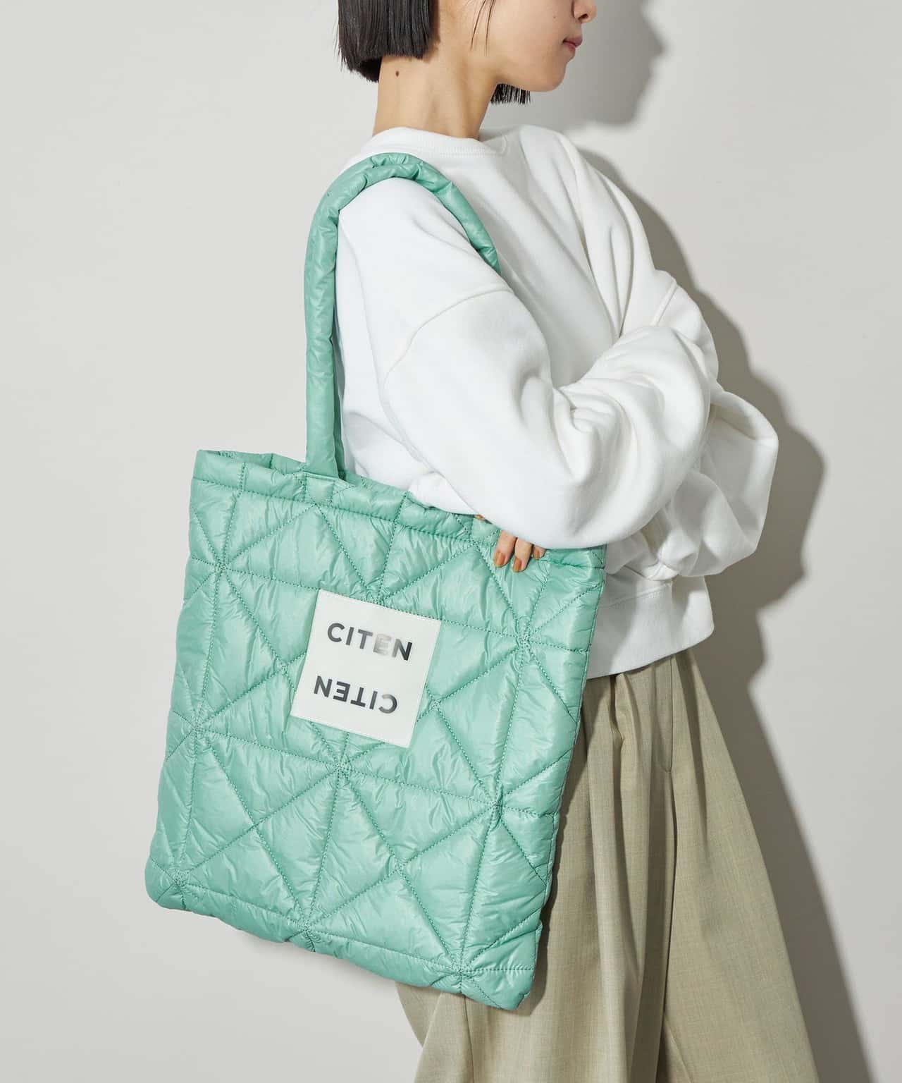 CITEN ＜CITEN＞CITEN パデッド トートバッグ シテン バッグ トートバッグ シルバー グレー ピンク ブラウン ベージュ ブラック レッド