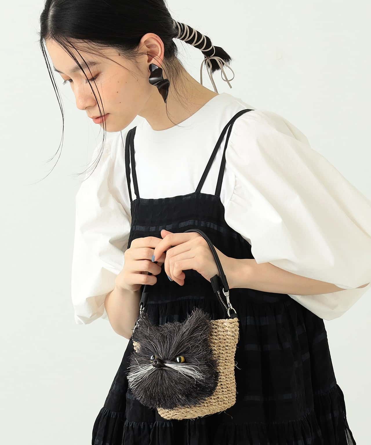 【SALE／50%OFF】CAROLINA GLASER BAGMATI × CAROLINA GLASER / CAT2way BAG かごバッグ カゴバッグ 猫モチーフ カロリナ グレイサー バッグ その他のバッグ ベージュ【送料無料】