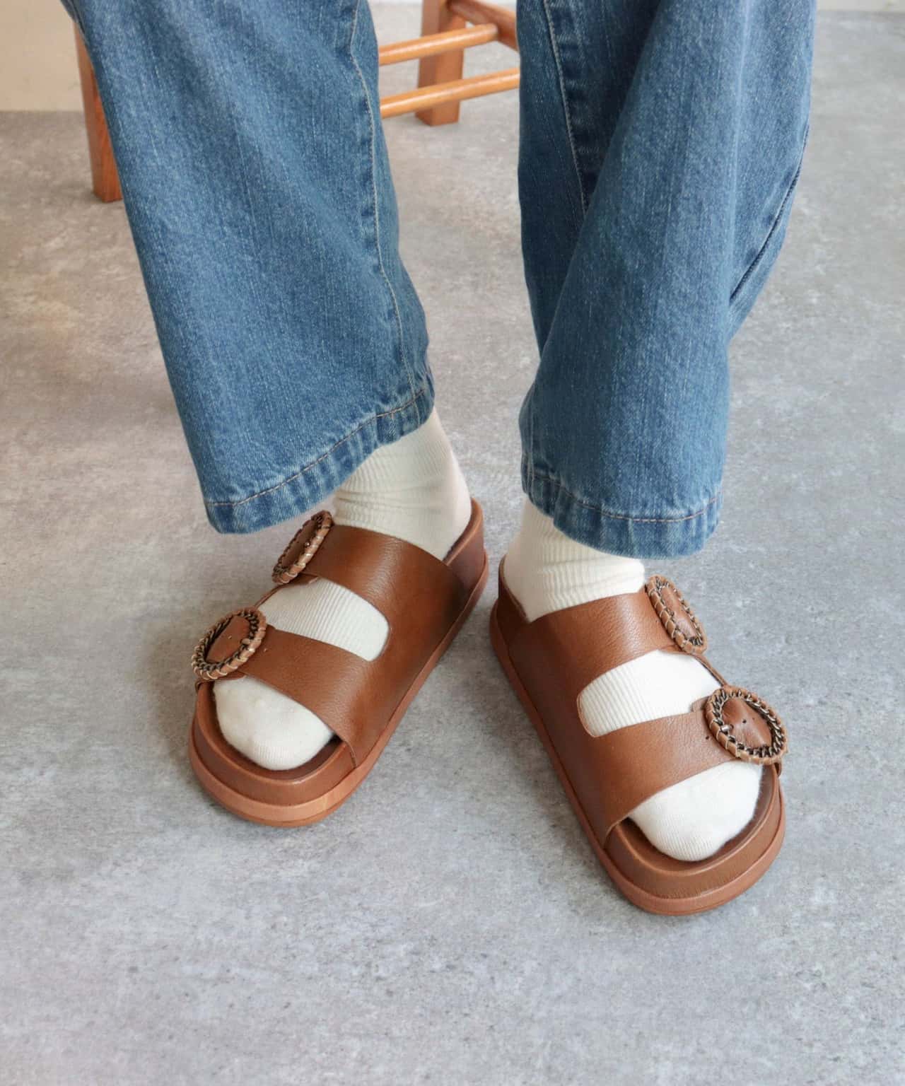 【SALE／70%OFF】fredy emue 【Mollini/モリーニ】チェーンバックルレザーサンダル フレディ アンド グロスター シューズ・靴 サンダル ブラウン【送料無料】