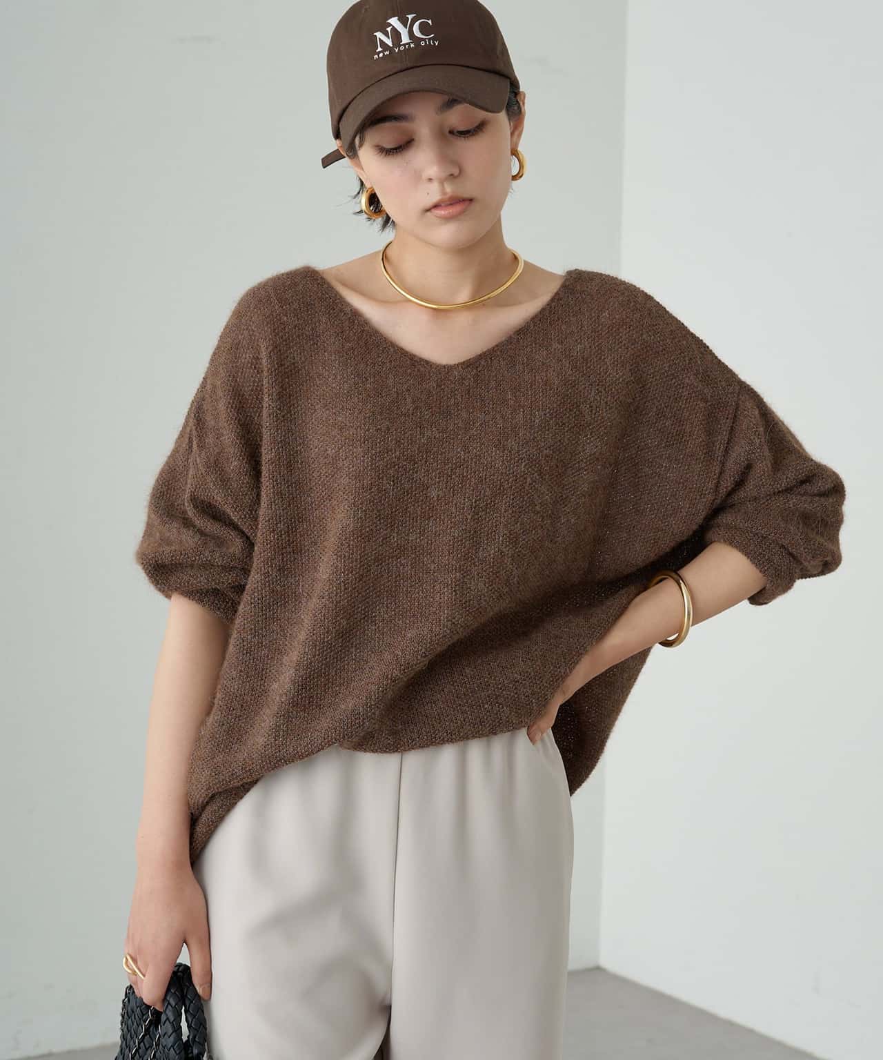 【SALE／61%OFF】PAL GROUP OUTLET 【Loungedress】アルパカ鹿子ニット パル グループ アウトレット トップス ニット ホワイト ブラック ブラウン【送料無料】