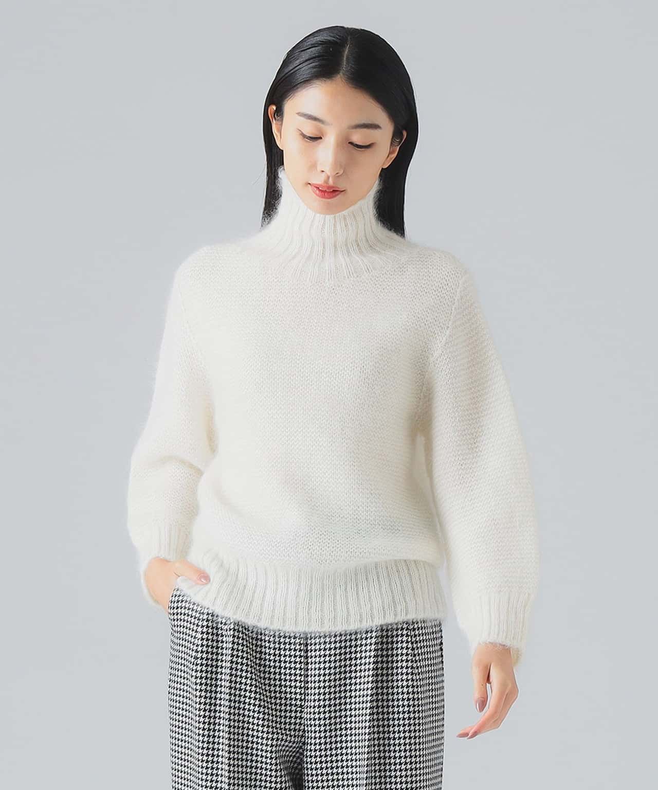 【SALE／40%OFF】EFFE BEAMS 【YouTubeで紹介】カラー ガーター タートルニット　主役級ニット　 デミルクス ビームス トップス ニット ホワイト グリーン パープル【送料無料】