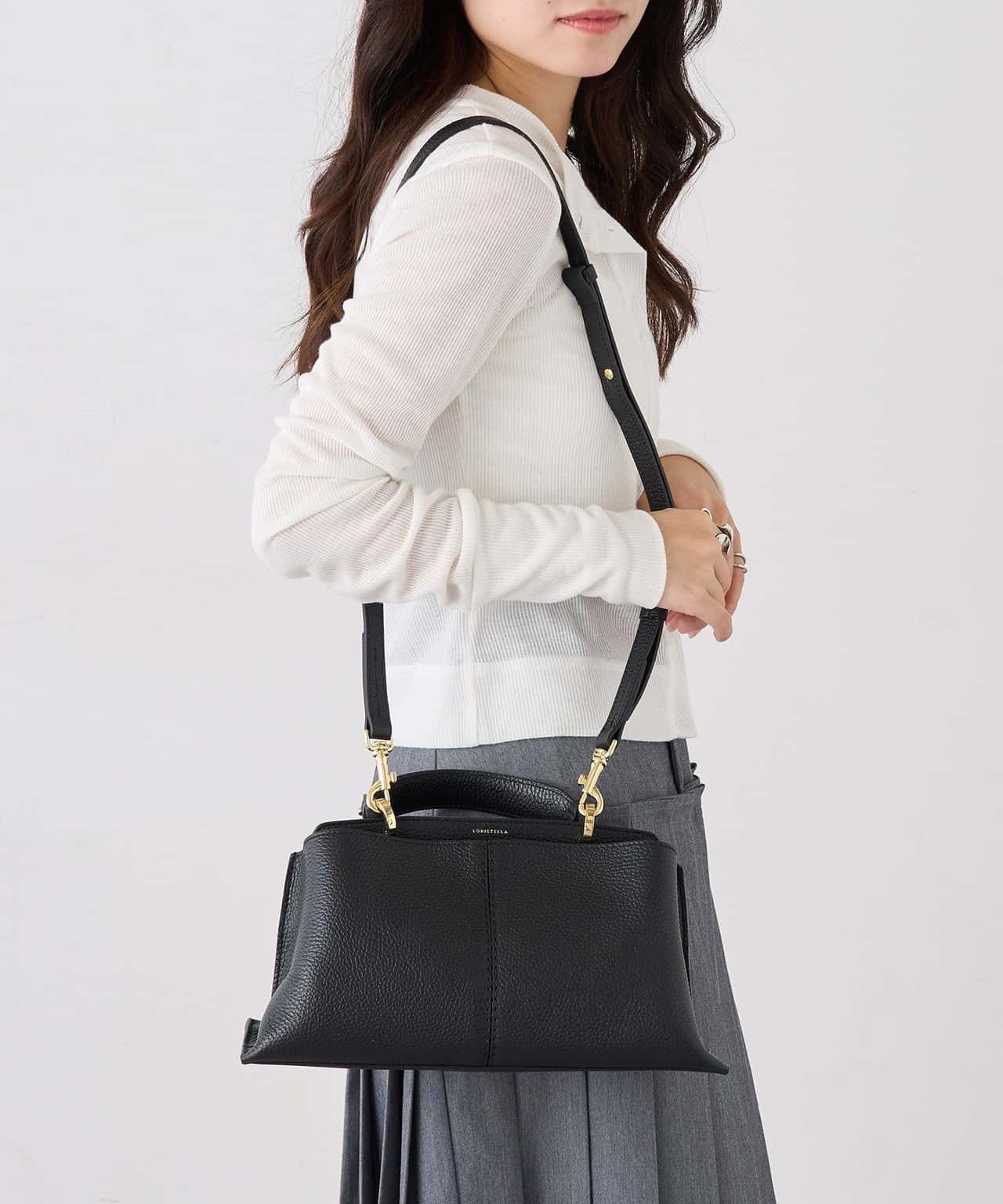 【SALE／20%OFF】LORISTELLA LORISTELLA/シュリンクレザー 2WAYワンハンドルバッグ ショルダーバッグ 3043 セットアップセブン バッグ ショルダーバッグ ブラック【送料無料】
