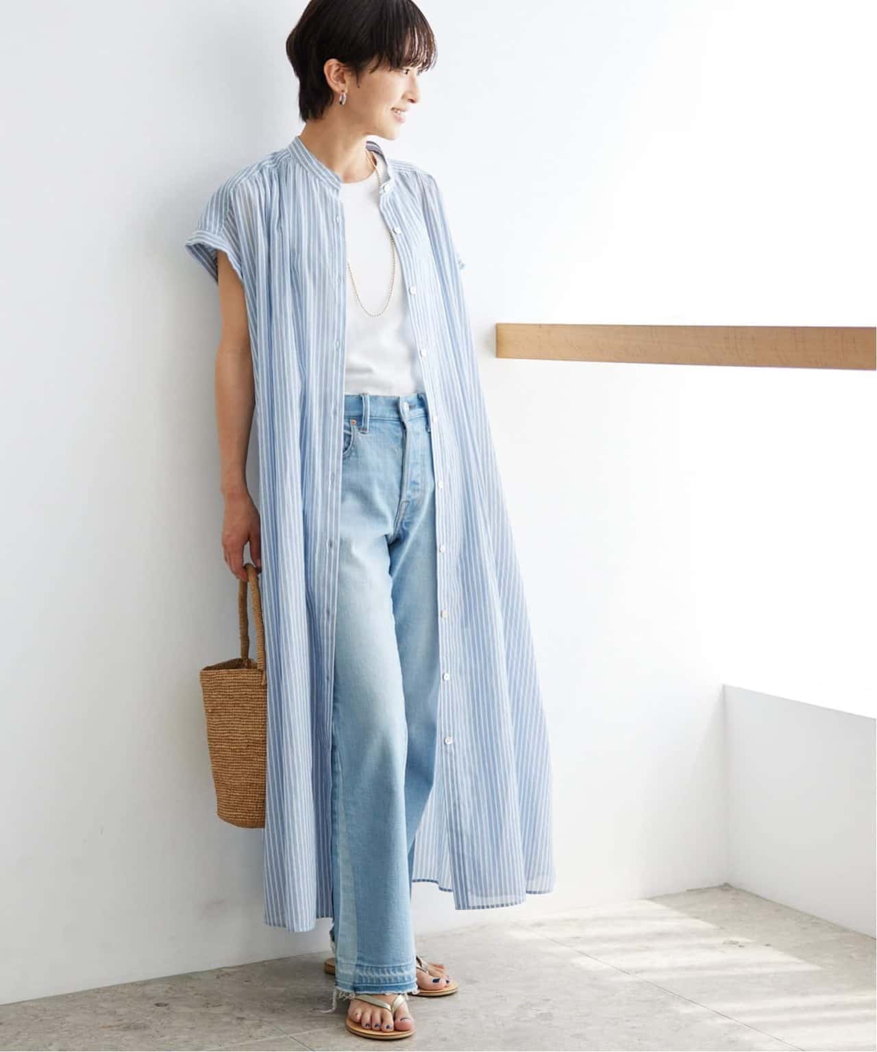 【SALE／30%OFF】JOURNAL STANDARD relume 《追加》コットンボイルストライプAラインフレンチ ジャーナル スタンダード レリューム ワンピース・ドレス ワンピース ブルー ネイビー【送料無料】