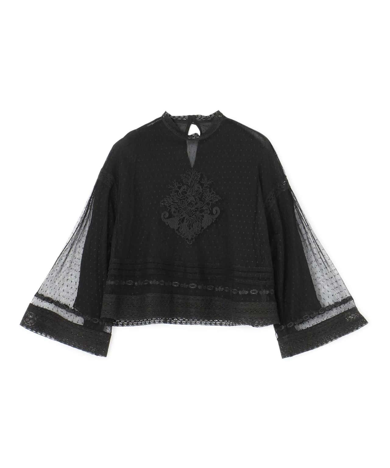 【SALE／50%OFF】SOULEIADO チュールエンブロイダリー クロップドブラウス トゥモローランド トップス シャツ・ブラウス ブラック ホワイト【送料無料】