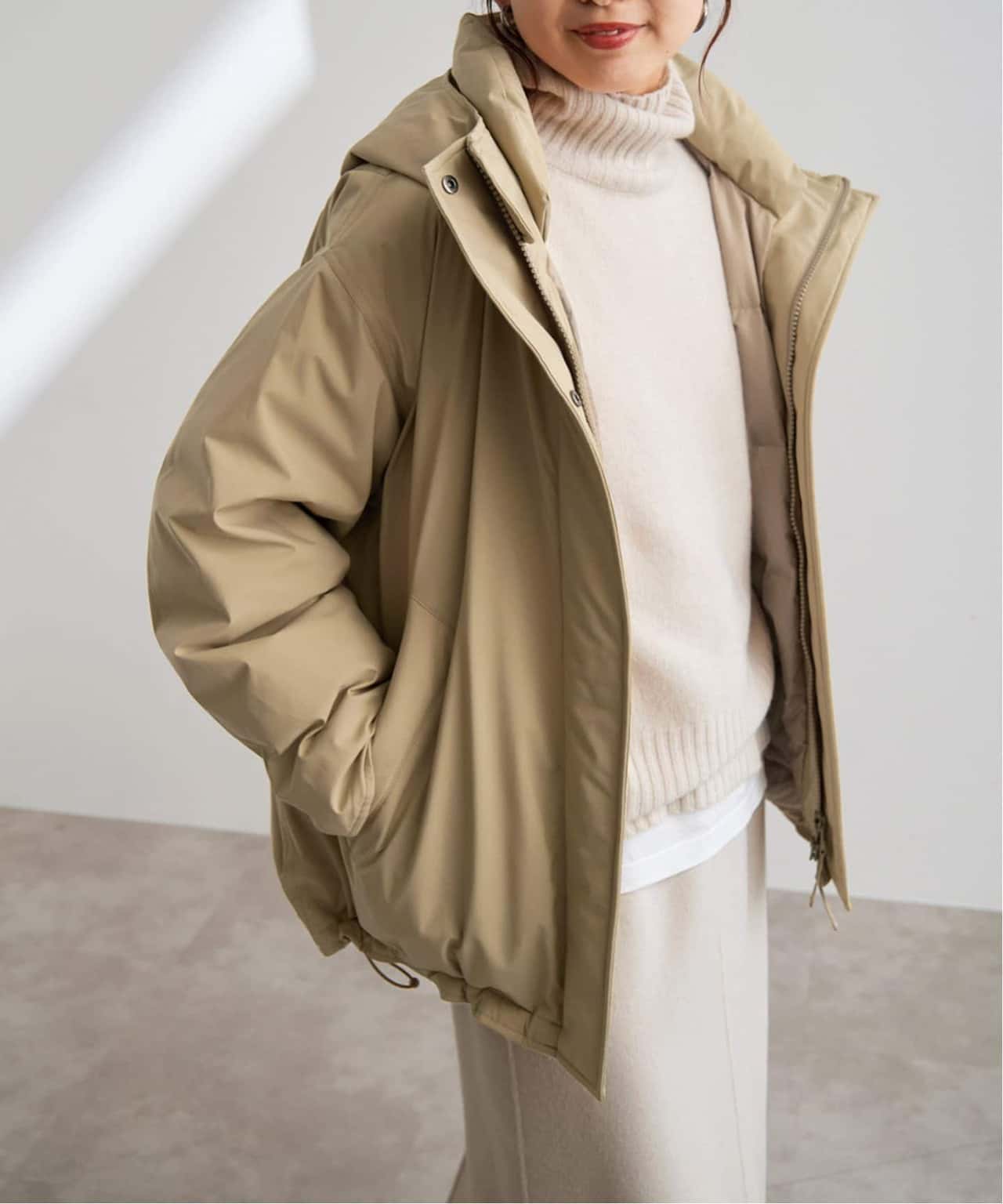 【SALE／30%OFF】Spick & Span 撥水フーデッドダウンハーフコート スピックアンドスパン ジャケット・アウター ダウンジャケット・ダウンベスト ホワイト カーキグリーン ベージュ【送料無料】