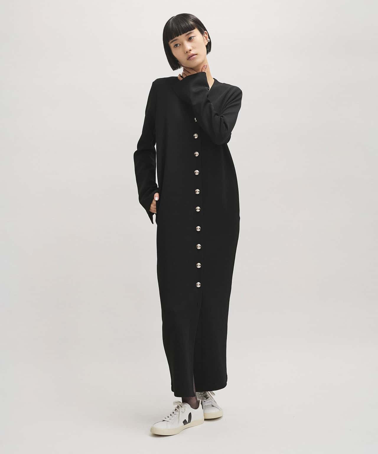 【SALE／40%OFF】ADAM ET ROPE' FEMME 【サステナブル】メニーボタンワンピース アダムエロペ ワンピース・ドレス ワンピース ホワイト ブラック【送料無料】