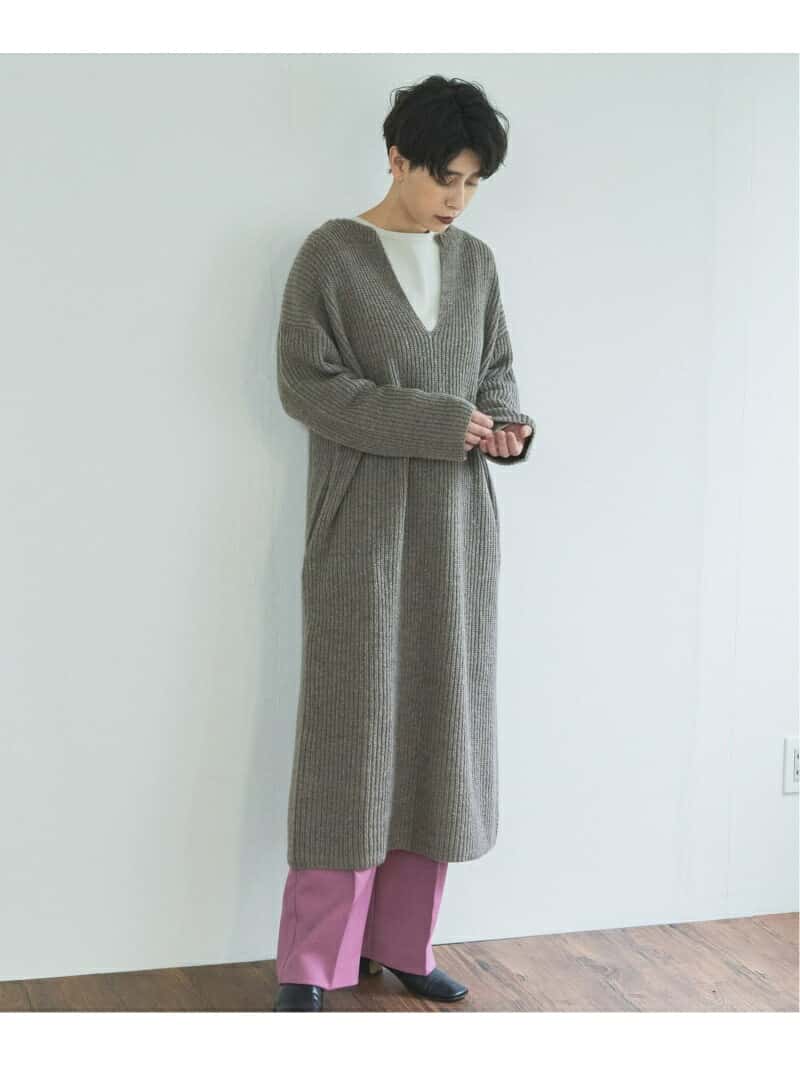 【SALE／70%OFF】Audrey and John Wad 片畦キーネックワンピース オードリーアンドジョンワッド ワンピース・ドレス ワンピース ベージュ ピンク ブラック【送料無料】