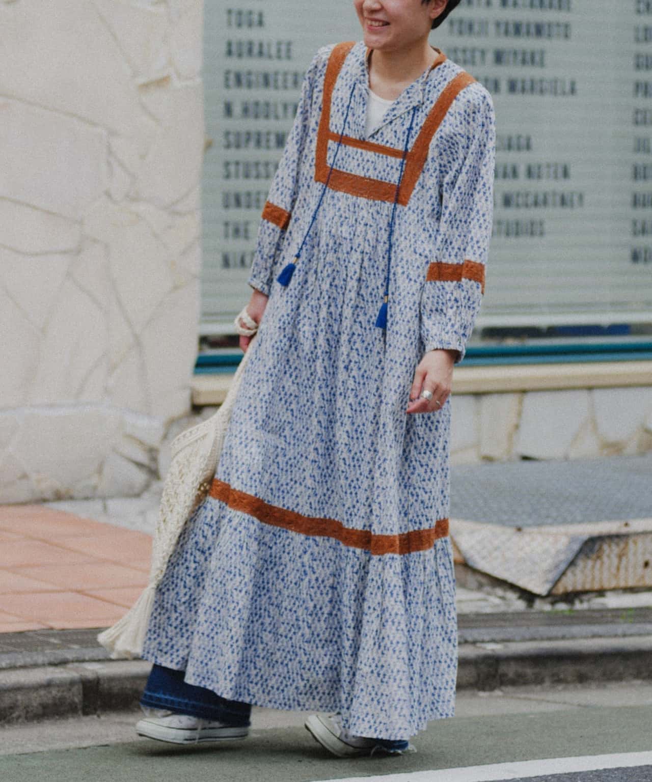 【SALE／30%OFF】CIAOPANIC TYPY aguni配色レースプリントボリュームワンピ チャオパニックティピー ワンピース・ドレス その他のワンピース・ドレス ブルー ブラック【送料無料】
