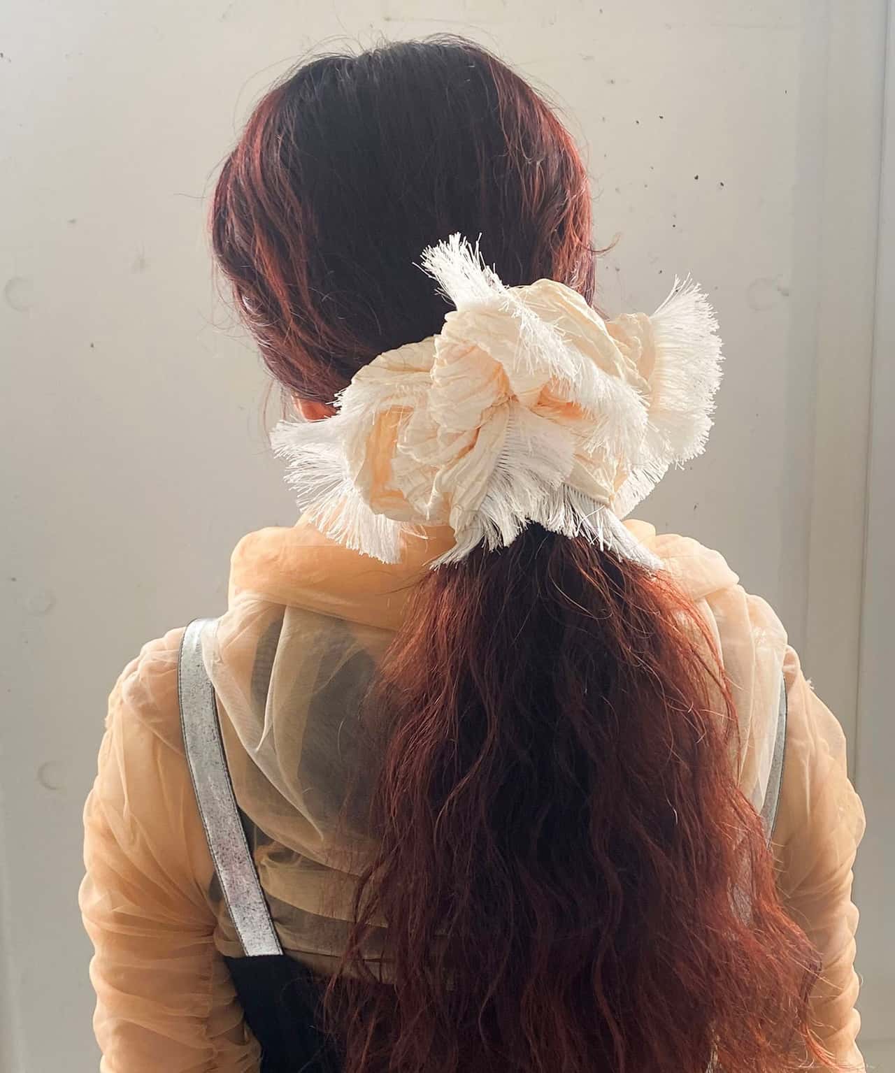 【SALE／25%OFF】Casselini Casselini(キャセリーニ)フリンジシュシュ キャセリーニ ヘアアクセサリー ヘアゴム ホワイト パープル ブラック