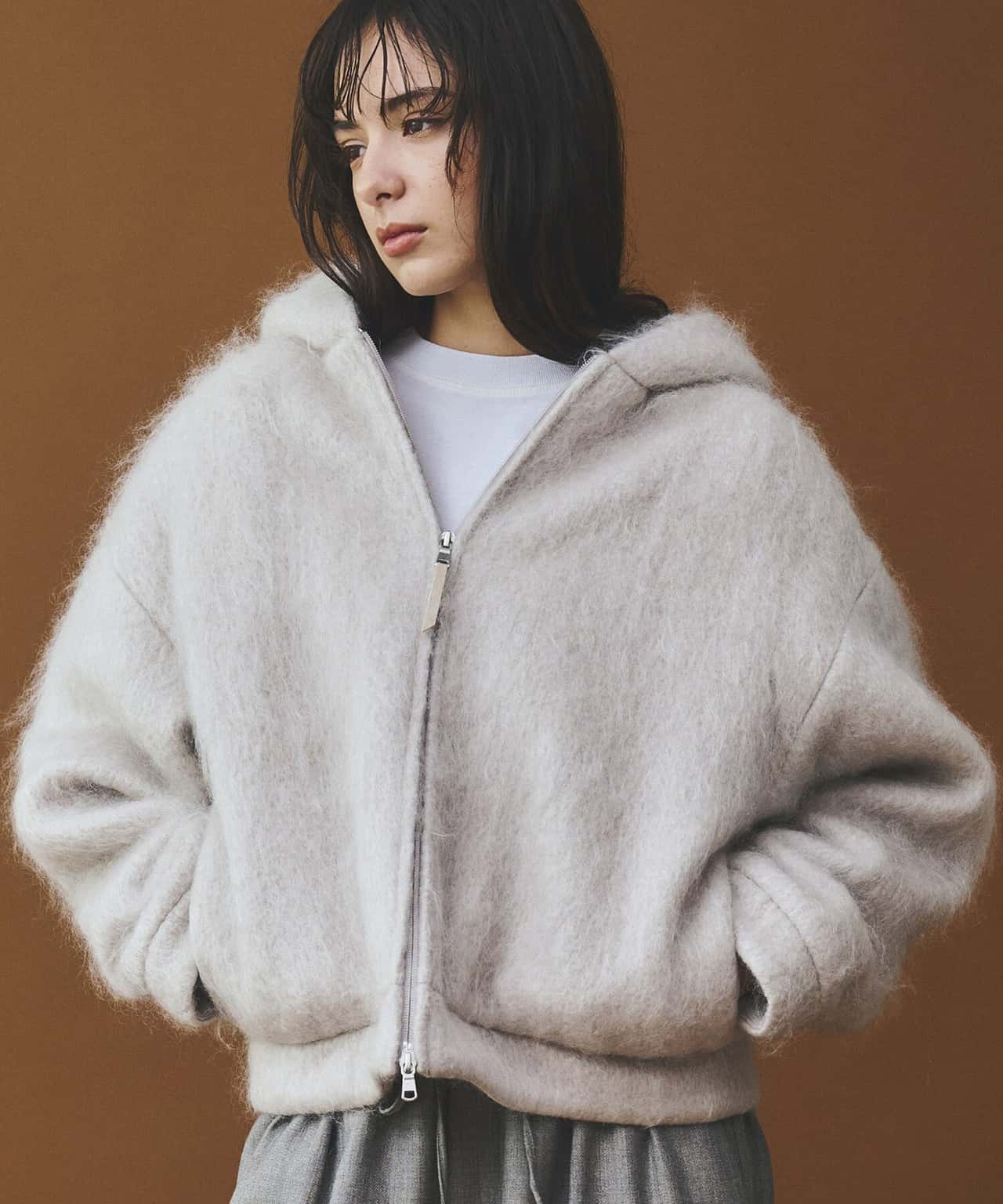 【SALE／40%OFF】Bshop LE GLAZIK ｜ ウールモヘヤ ジップパーカー WOMEN ビショップ ジャケット・アウター テーラードジャケット・ブレザー グレー【送料無料】