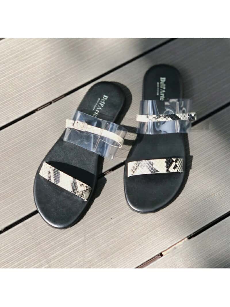 【SALE／80%OFF】un dix cors 【Dell'Arte(デラールテ)】パイソン柄ダブルベルトサンダル アンディコール シューズ・靴 サンダル ベージュ