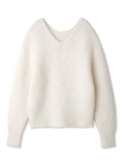 【SALE／50%OFF】emmi 【emmi atelier】アルパカ混2wayプルオーバー エミ トップス ニット ホワイト ベージュ ピンク【送料無料】