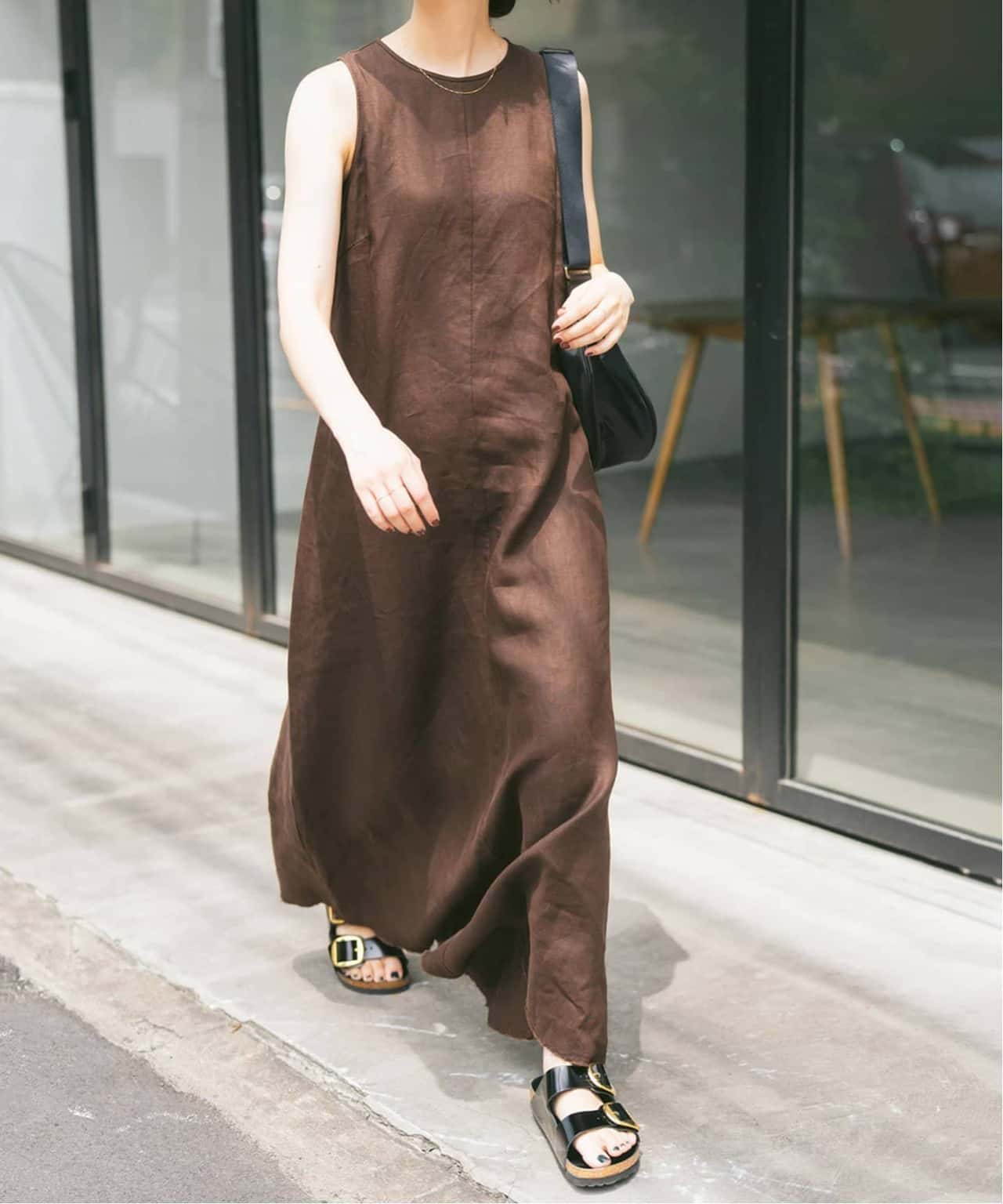 【SALE／30%OFF】Spick & Span 《追加》リネンアメスリドレス スピックアンドスパン ワンピース・ドレス ワンピース ブルー ブラウン ブラック【送料無料】