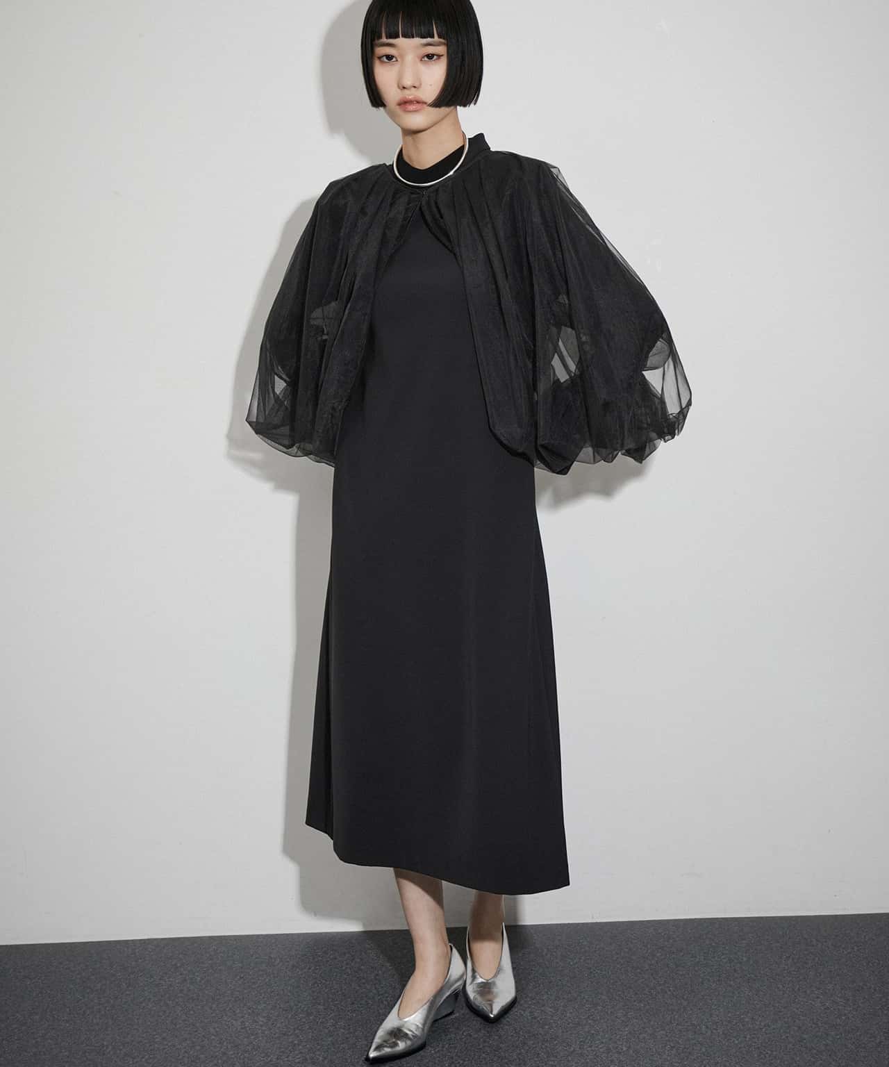 【SALE／40%OFF】ADAM ET ROPE' FEMME ＜SETアイテム＞ボレロコンビフレアワンピース アダムエロペ ワンピース・ドレス ドレス ブラック ネイビー【送料無料】