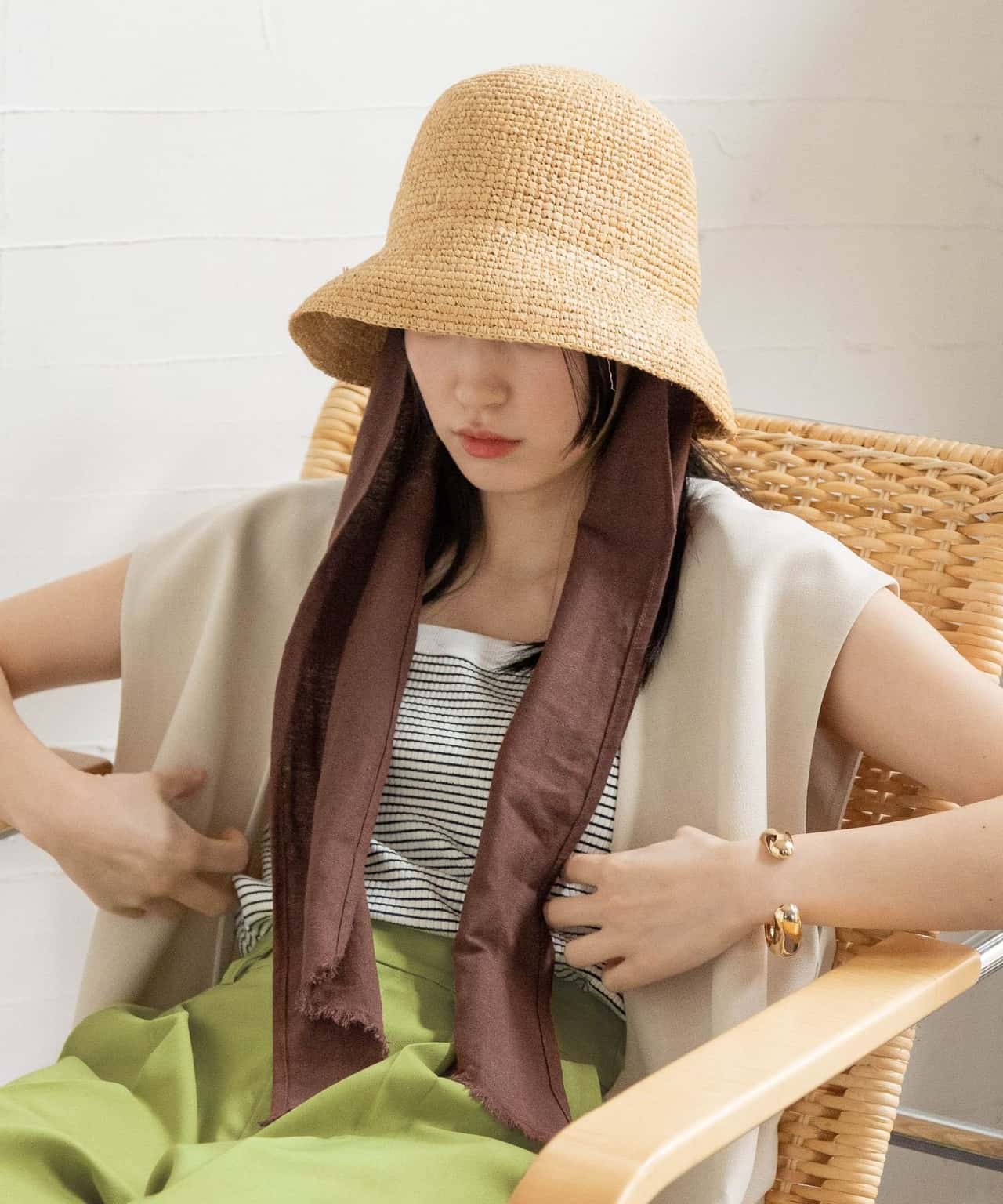 【SALE／60%OFF】LOWRYS FARM (W)ザツザイバケットHAT2 ローリーズファーム 帽子 ハット ベージュ ブラウン