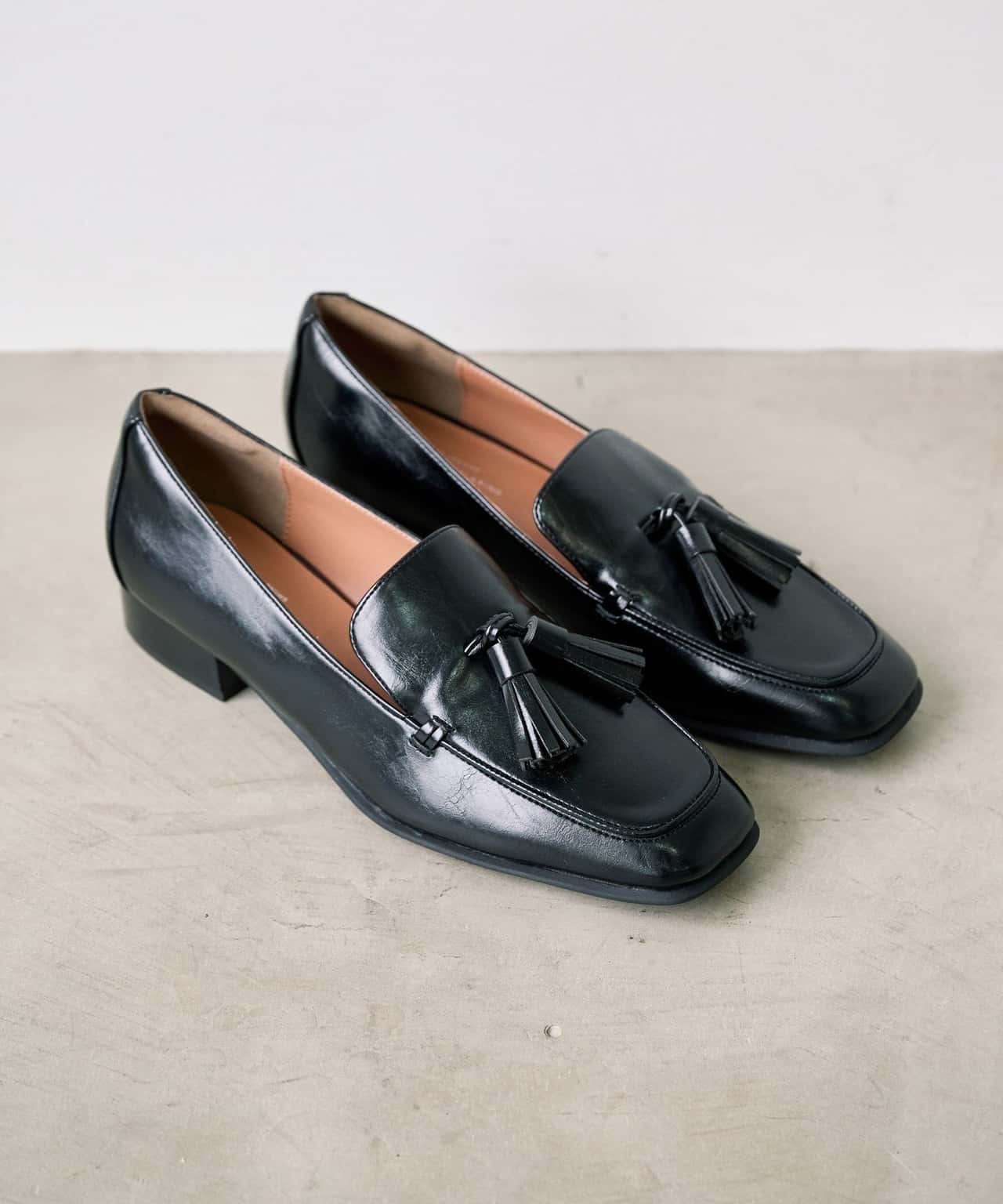 【SALE／10%OFF】UNITED ARROWS green label relaxing スクエア タッセル ローファー(3cmヒール) ユナイテッドアローズ グリーンレーベルリラクシング シューズ・靴 ローファー ブラック ベージュ ブラウン【送料無料】