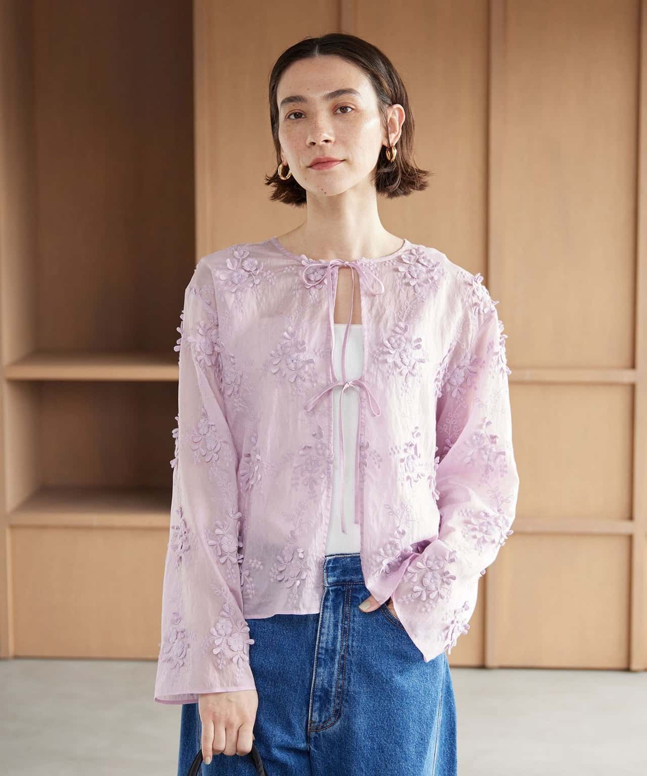 BEAUTY&YOUTH UNITED ARROWS セルロースナイロン エンブロイダリーシャツ 2WAY ビューティー＆ユース　ユナイテッドアローズ トップス シャツ・ブラウス ブラウン ブラック ブルー ホワイト【送料無料】