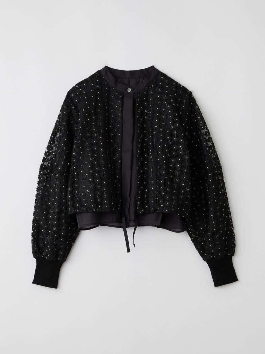 【SALE／48%OFF】Ample 花柄レースブルゾンデザイントップス ヴァン ジャケット・アウター その他のジャケット・アウター ブラック【送料無料】