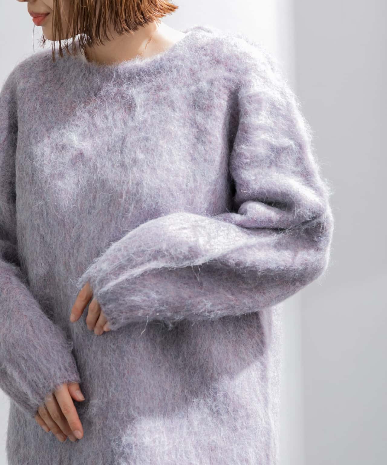 【SALE／50%OFF】AMERICAN RAG CIE AMERICAN RAG CIE カラーシャギーニット　プルオーバー 長袖 22AW アメリカンラグシー トップス ニット パープル ピンク ベージュ【送料無料】