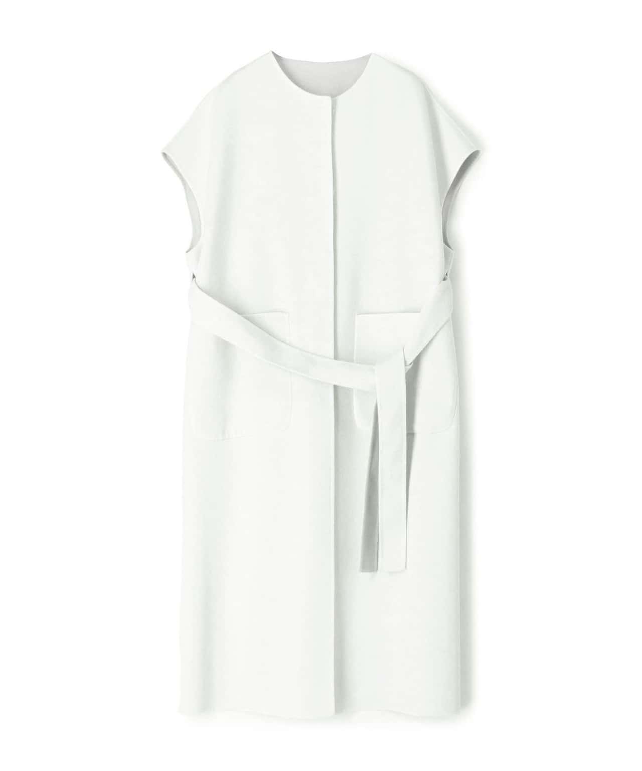 【SALE／40%OFF】TOMORROWLAND collection ウールカシミヤライトリバー ベルテッドロングジレ トゥモローランド ジャケット・アウター その他のジャケット・アウター ホワイト【送料無料】