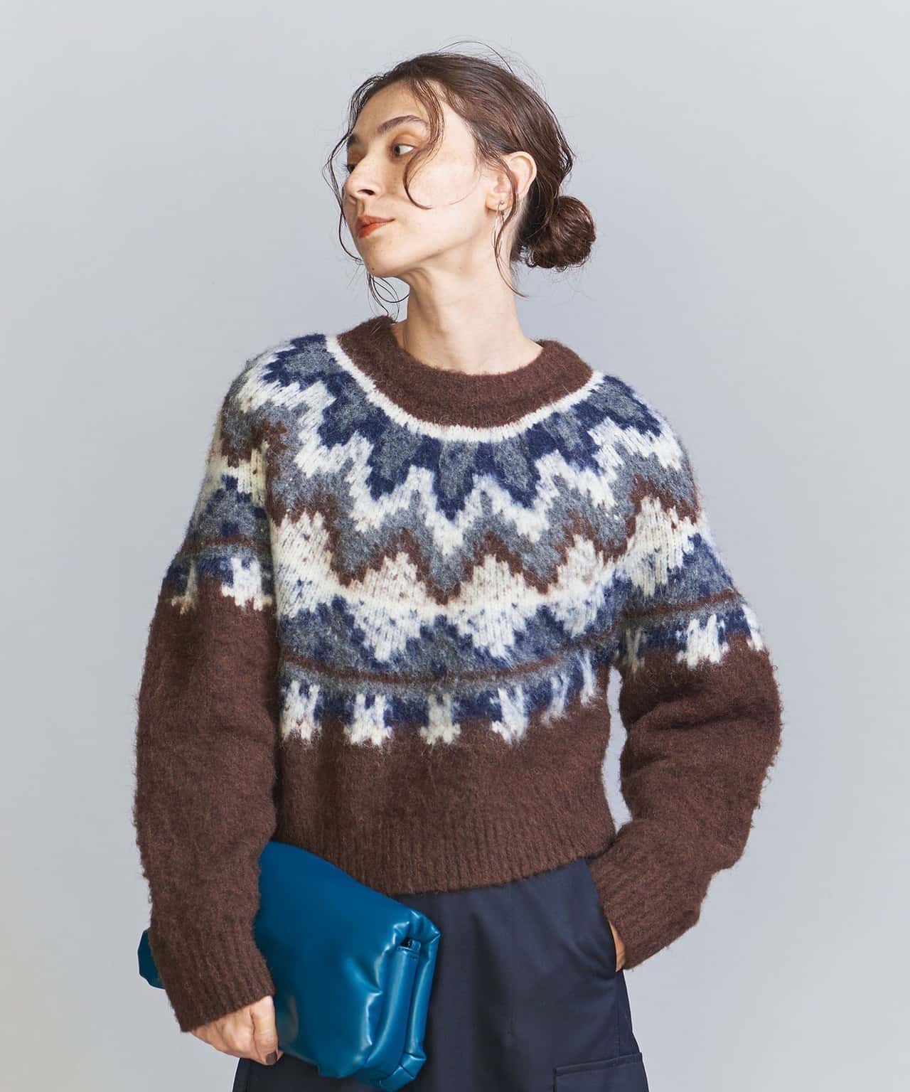 【SALE／50%OFF】BEAUTY&YOUTH UNITED ARROWS アルパカブレンド ノルディックニットプルオーバー ビューティー＆ユース　ユナイテッドアローズ トップス ニット ブラウン【送料無料】