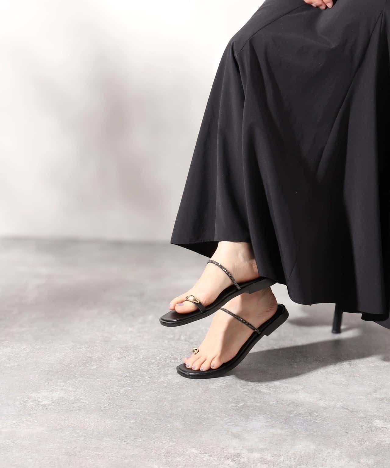 【SALE／30%OFF】NOLLEY'S 【NICOLAS LAINAS/ニコラス ライナス】ゴールドフィンガーフックサンダル ノーリーズ シューズ・靴 サンダル ゴールド ブラック【送料無料】