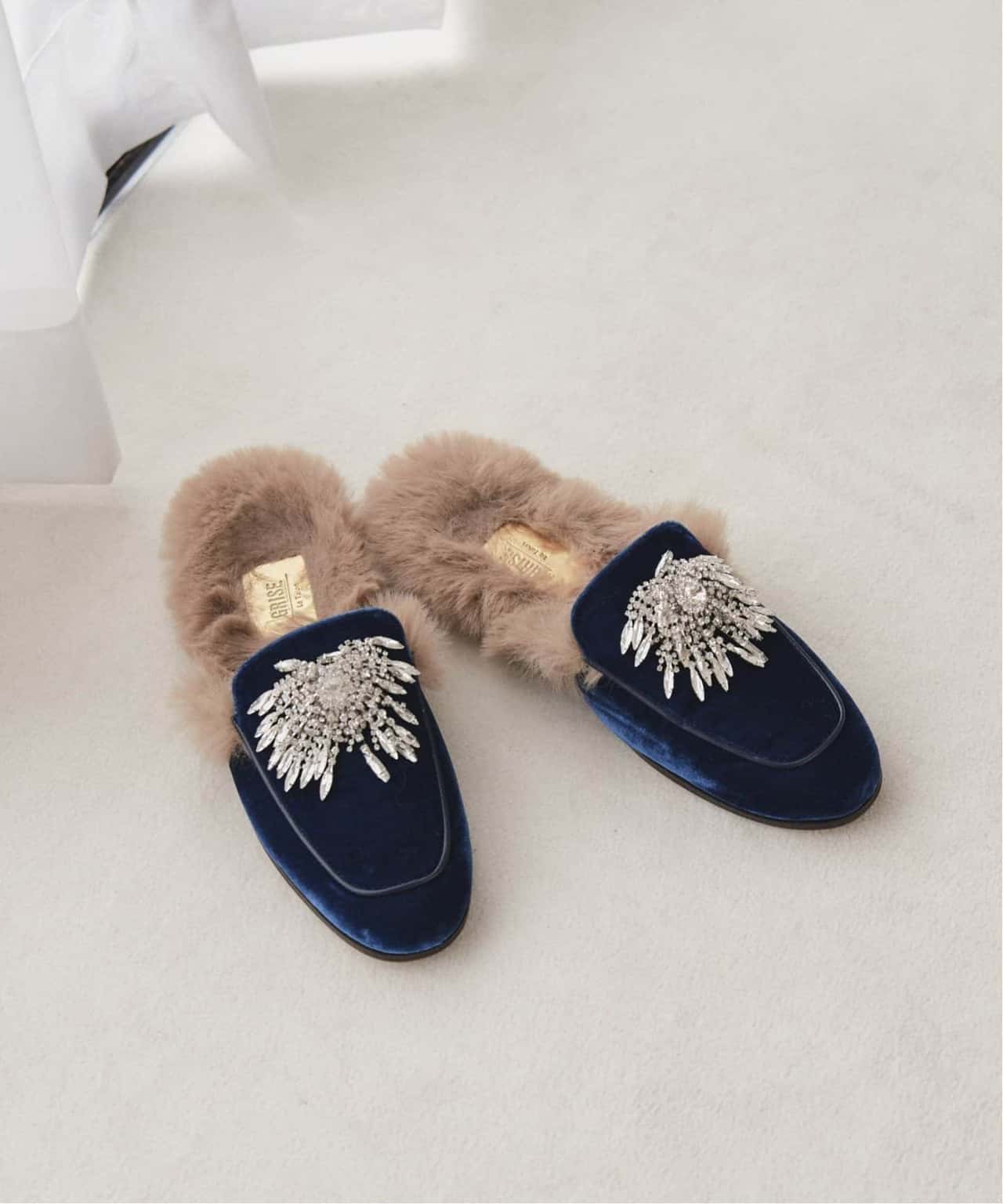 【SALE／40%OFF】LE TALON GRISEビジュースリッパ ルタロン シューズ・靴 サンダル ネイビー イエロー【送料無料】