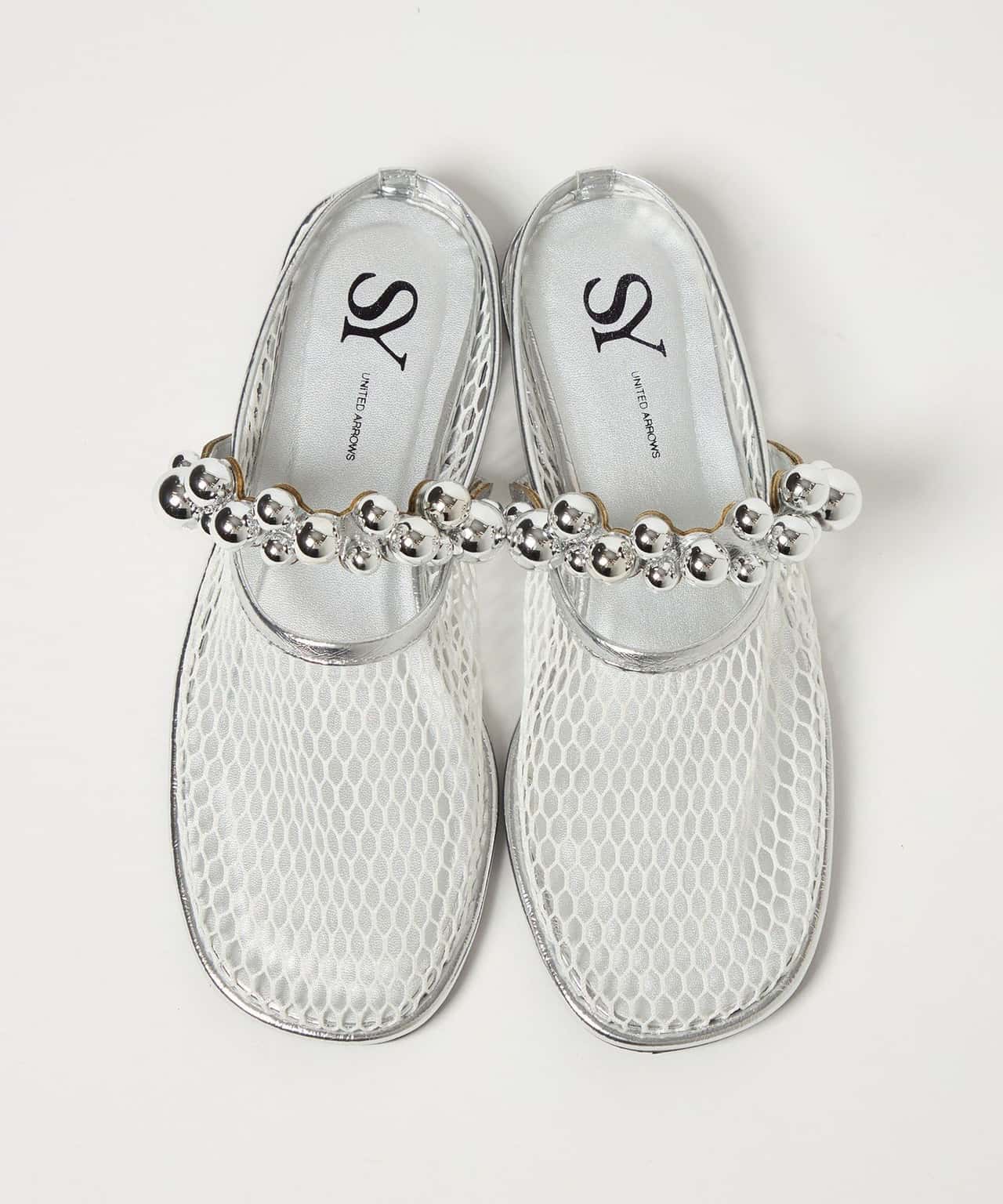 【SALE／70%OFF】SY UNITED ARROWS ＜SY＞フィッシュネットスタッズ フラット10●↑ ユナイテッドアローズ アウトレット シューズ・靴 パンプス シルバー ブラック【送料無料】