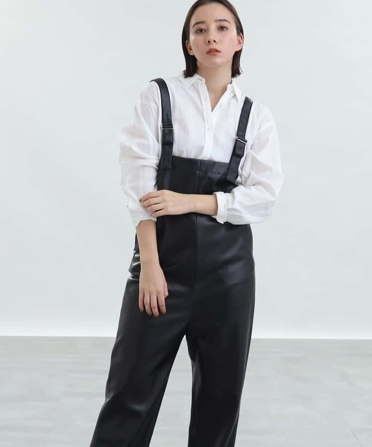 【SALE／84%OFF】INDIVI フェイクラムサロペット インディヴィ オールインワン・オーバーオール オーバーオール・サロペット ブラック
