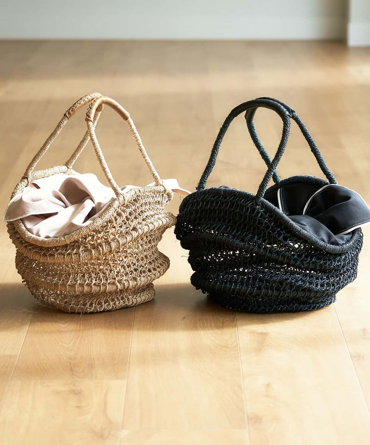 【SALE／30%OFF】NOLLEY'S 【五明祐子さんコラボアイテム】【BAGMATI/ バグマティ】マルシェバッグ ノーリーズ バッグ かごバッグ ブラック ベージュ【送料無料】