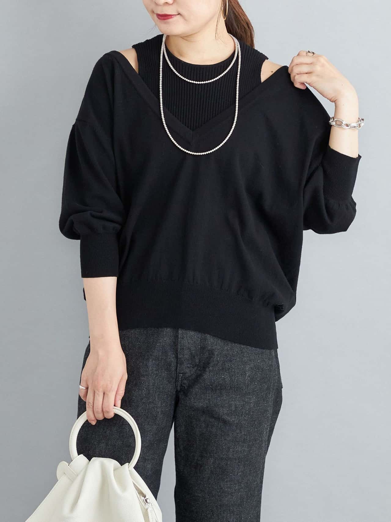 【SALE／80%OFF】SHIPS WOMEN ＜手洗い可能＞アンサンブルニット◇ シップス トップス アンサンブル ブラック ブラウン