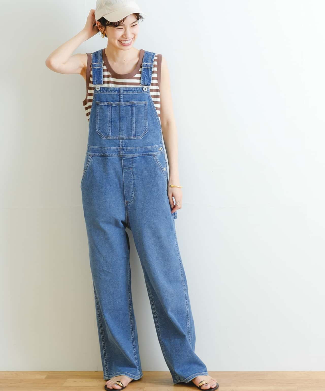 【SALE／70%OFF】URBAN RESEARCH 綿麻デニムオーバーオール アーバンリサーチ オールインワン・オーバーオール オーバーオール・サロペット ブルー【送料無料】