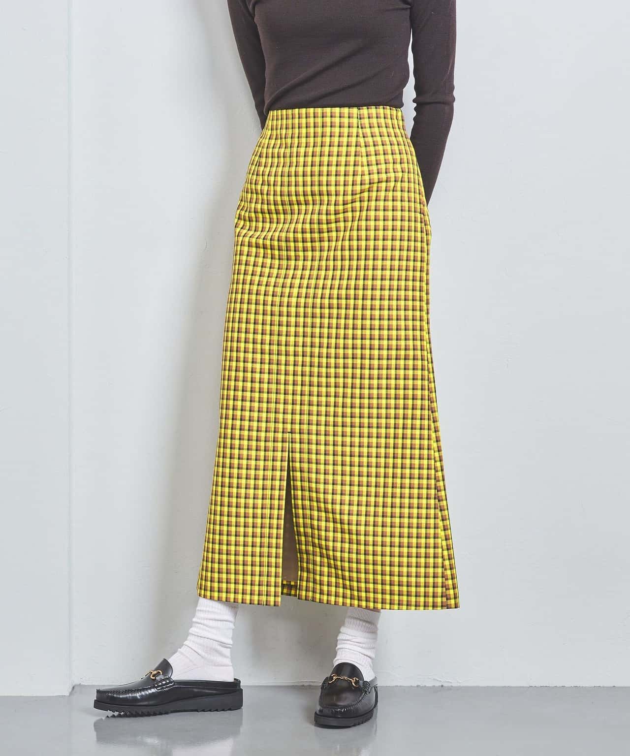【SALE／80%OFF】UNITED ARROWS BONOTTO チェック Aライン スカート ユナイテッドアローズ アウトレット スカート その他のスカート ベージュ イエロー【送料無料】