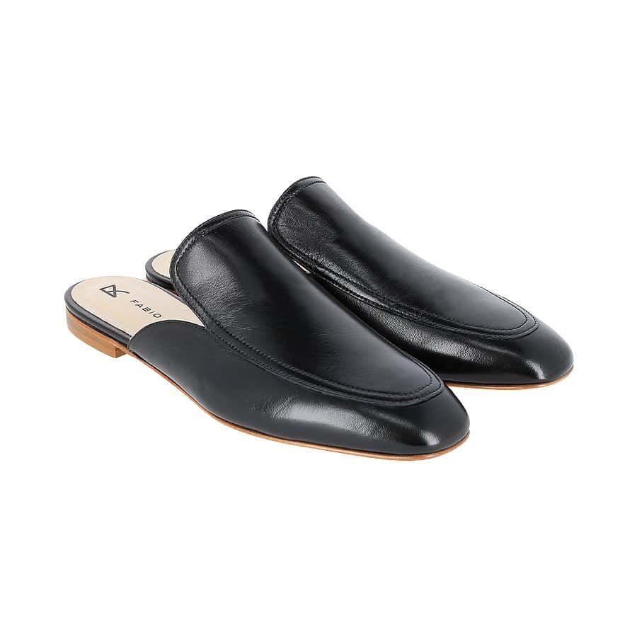 【SALE／50%OFF】FABIO RUSCONI スムース レザー ミュール スタイル シンプル ローファー ファビオルスコーニ シューズ・靴 ミュール ブラック【送料無料】