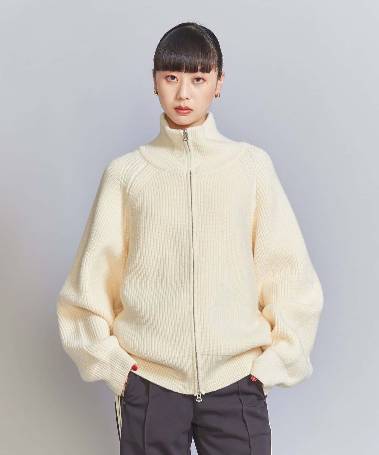 【SALE／70%OFF】BEAUTY&YOUTH UNITED ARROWS エルボーパッチ ダブルジップニットカーディガン ユナイテッドアローズ アウトレット トップス カーディガン ブラック ホワイト レッド【送料無料】
