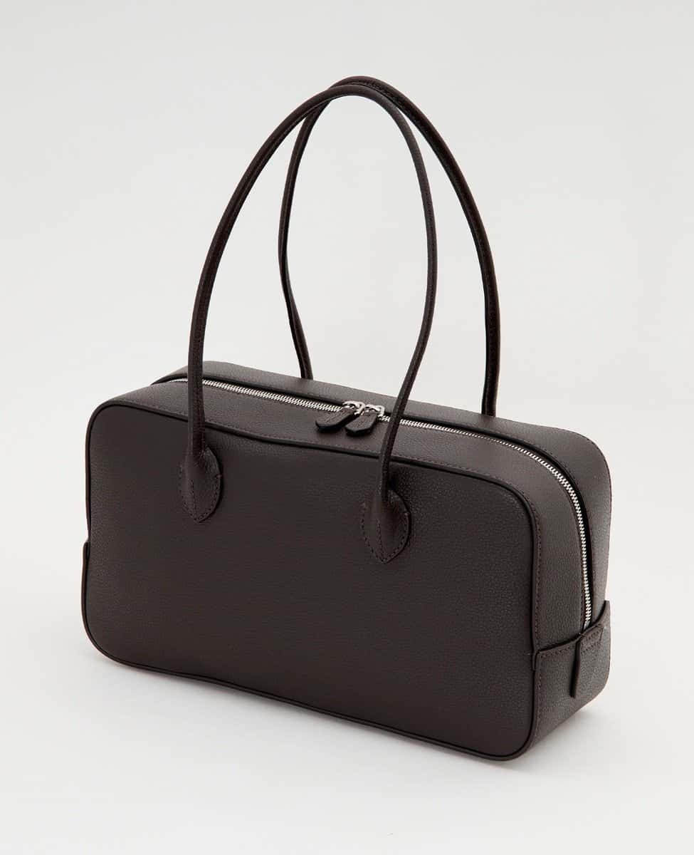 martinique 《別注》【MAISON CANAU/メゾンカナウ】EWボックスボストン シュリンクレザー マルティニーク バッグ ハンドバッグ ブラウン ネイビー【送料無料】