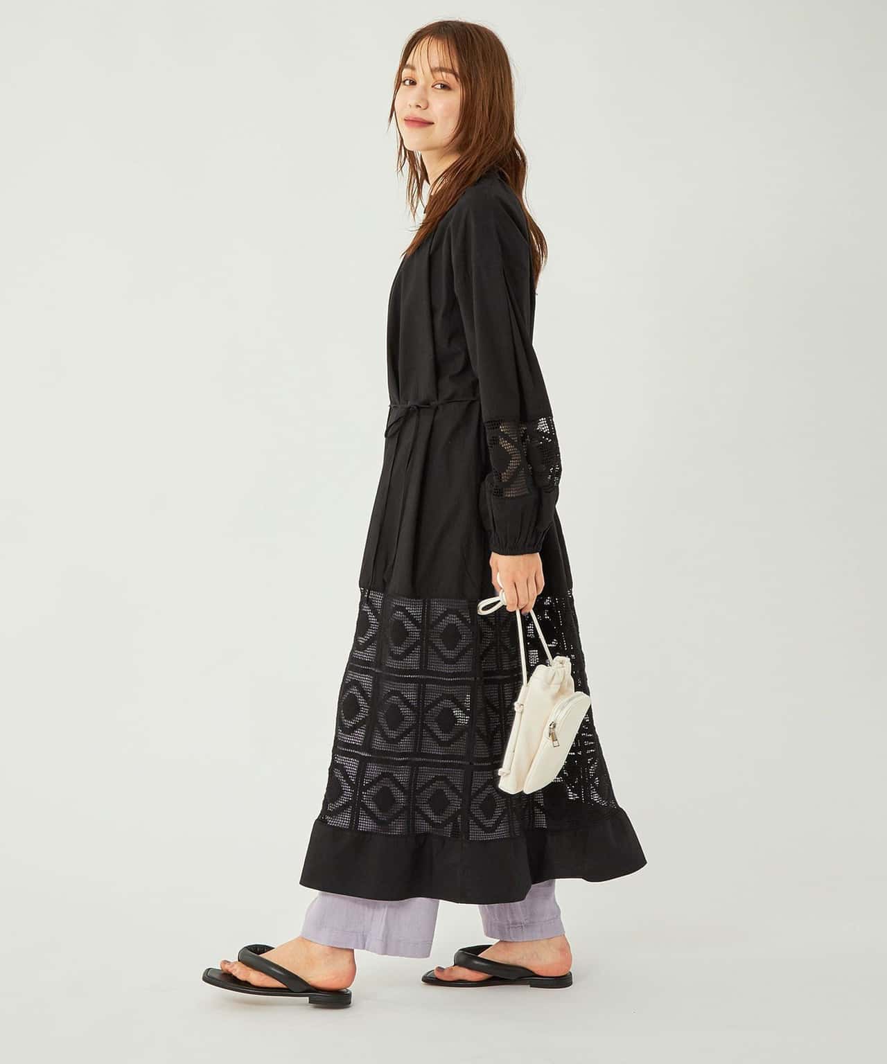 【SALE／50%OFF】UNITED ARROWS green label relaxing INDIA チャーチ ドレス ユナイテッドアローズ アウトレット ワンピース・ドレス ワンピース ブラック ホワイト【送料無料】