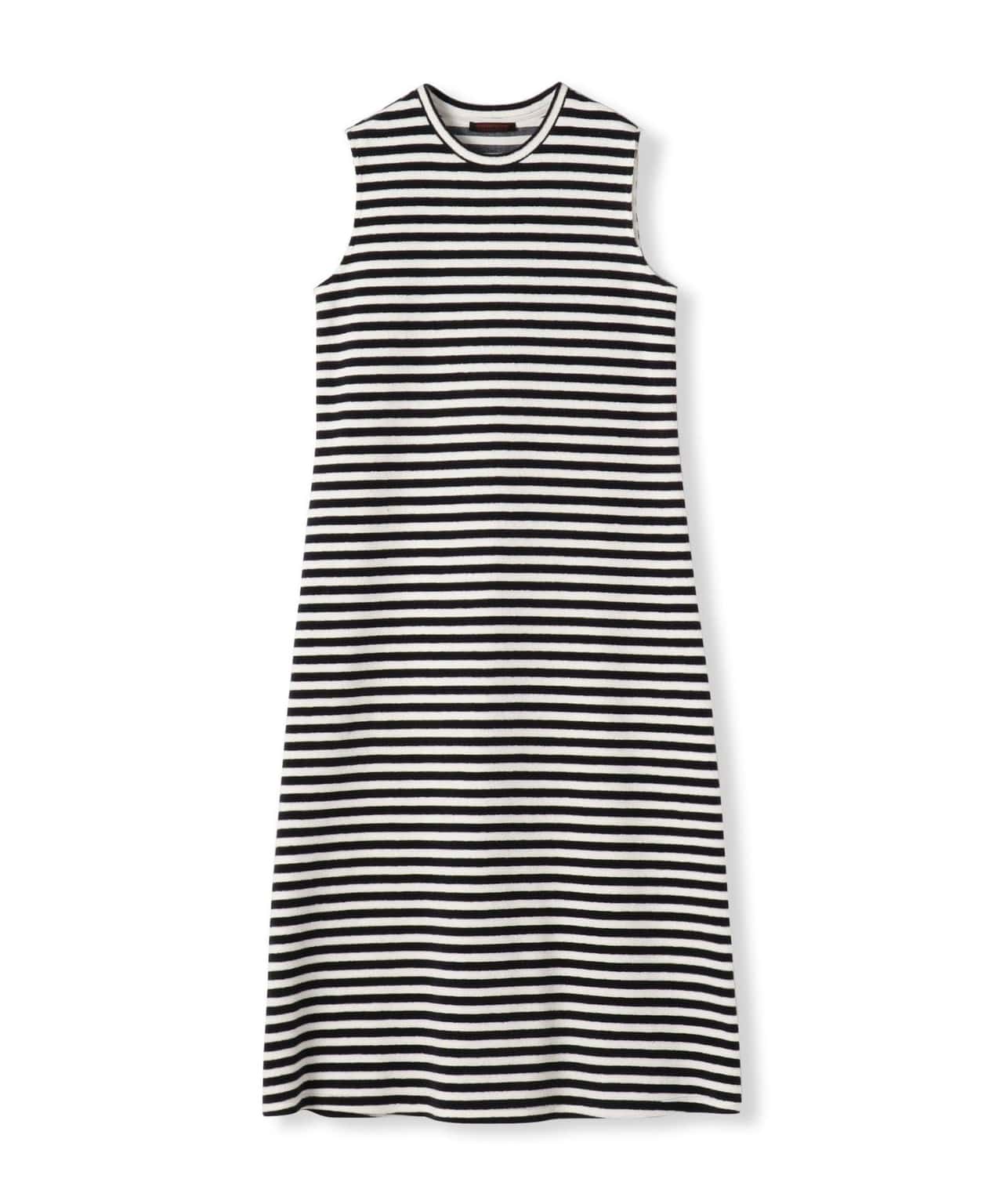 【SALE／40%OFF】TOMORROWLAND collection パイルボーダー スリーブレスワンピース トゥモローランド ワンピース・ドレス ワンピース レッド ブラック【送料無料】